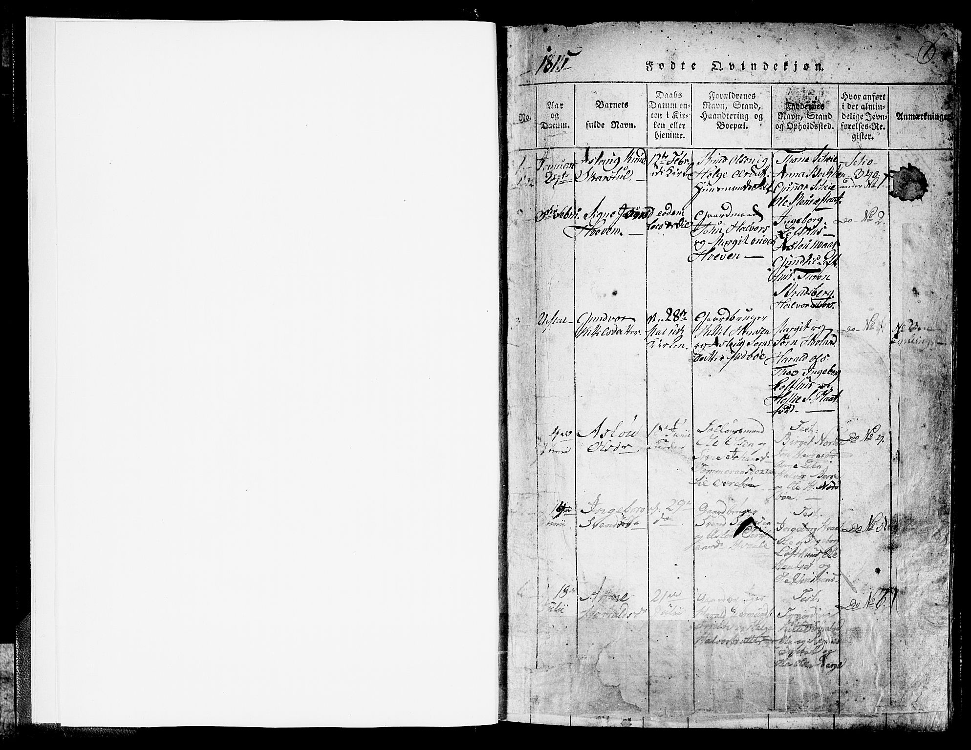 Hjartdal kirkebøker, AV/SAKO-A-270/F/Fa/L0007: Parish register (official) no. I 7, 1815-1843, p. 1