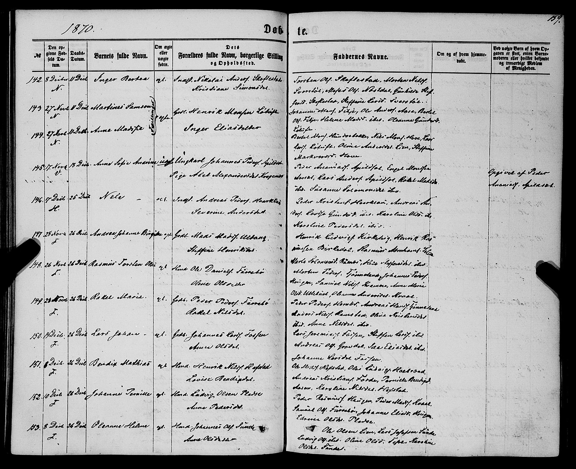 Førde sokneprestembete, AV/SAB-A-79901/H/Haa/Haaa/L0009: Parish register (official) no. A 9, 1861-1877, p. 159