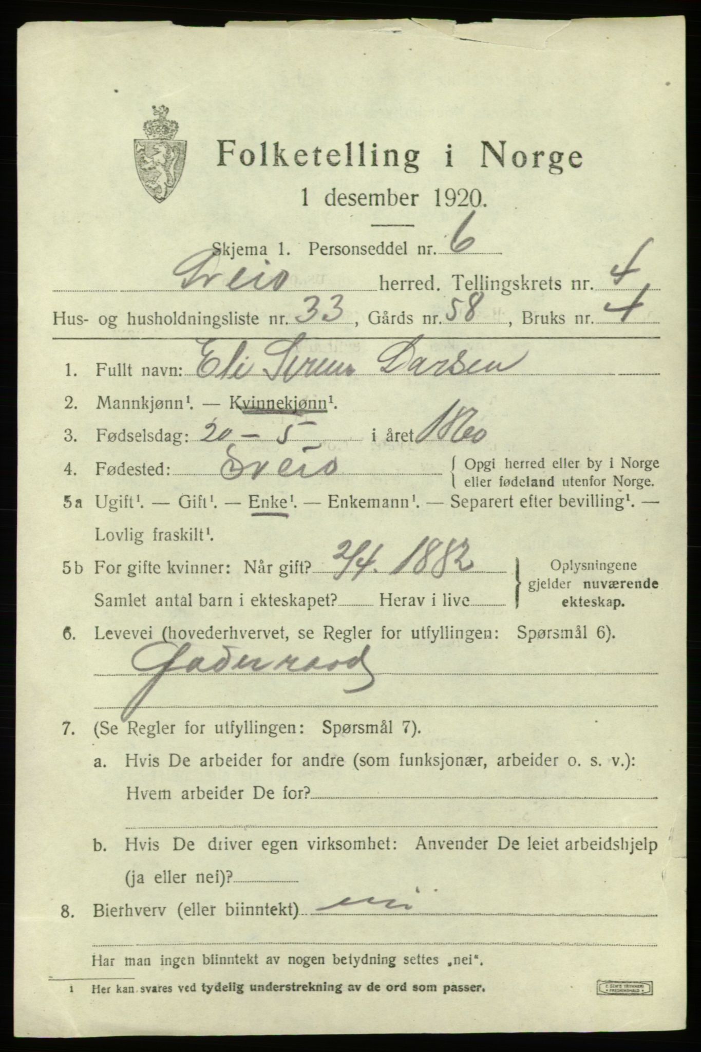 SAB, 1920 census for Sveio, 1920, p. 2468