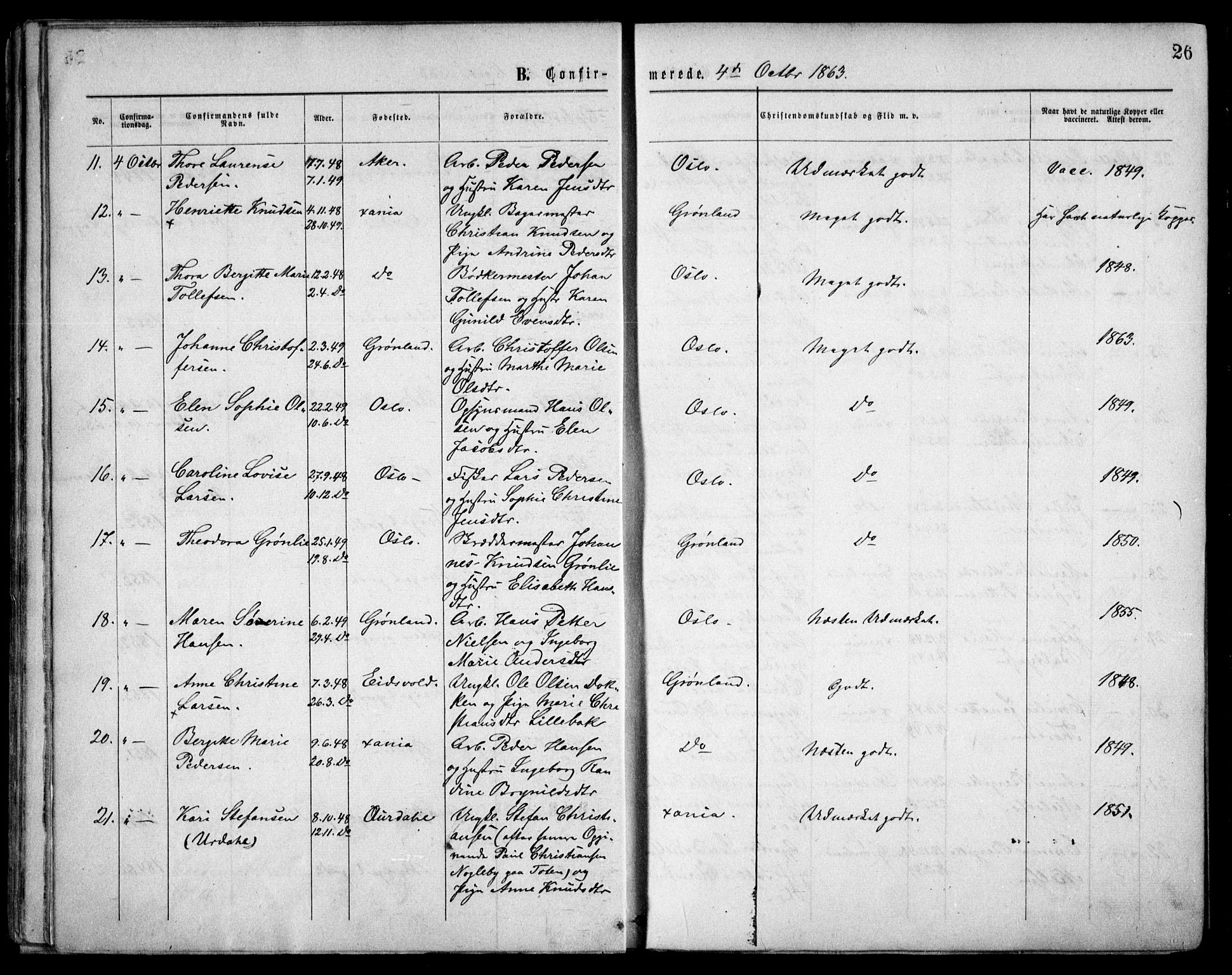 Grønland prestekontor Kirkebøker, AV/SAO-A-10848/F/Fa/L0003: Parish register (official) no. 3, 1862-1868, p. 26
