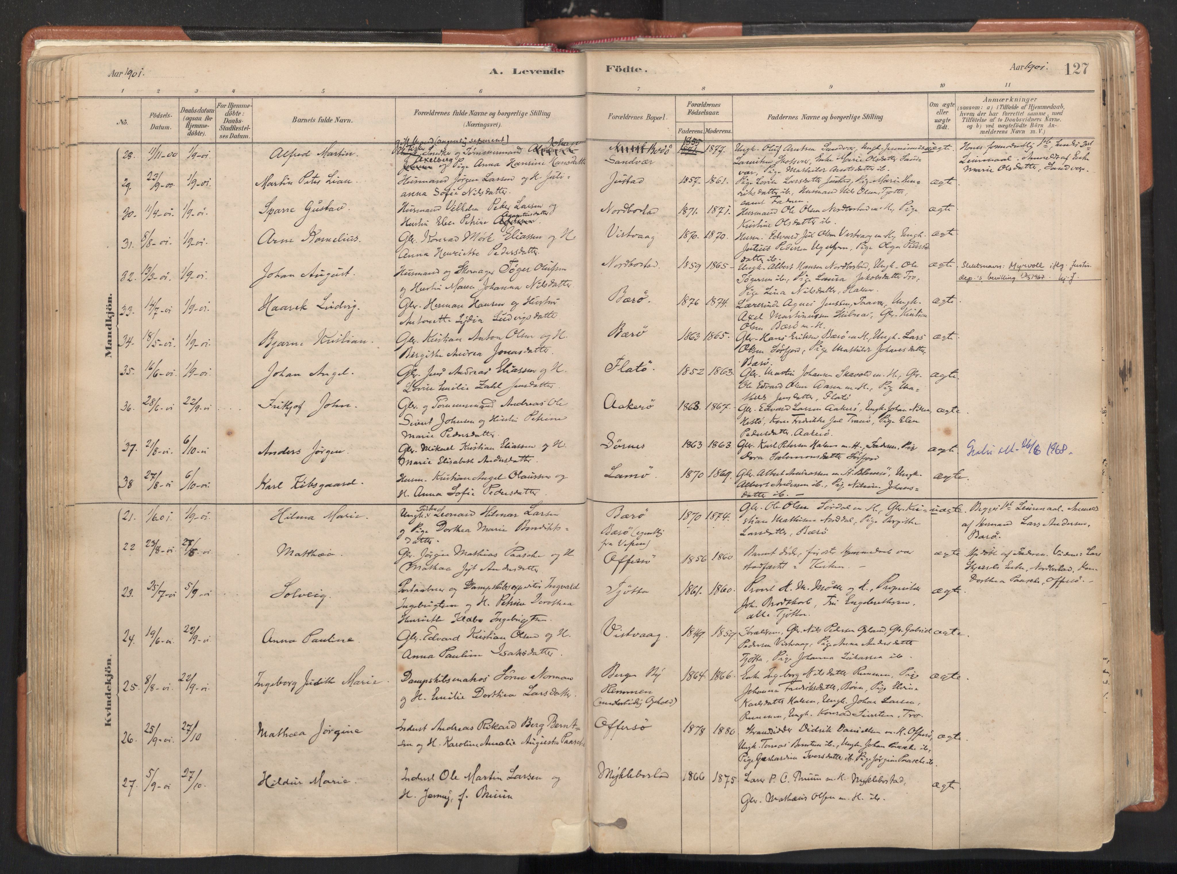 Ministerialprotokoller, klokkerbøker og fødselsregistre - Nordland, AV/SAT-A-1459/817/L0264: Parish register (official) no. 817A04, 1878-1907, p. 127