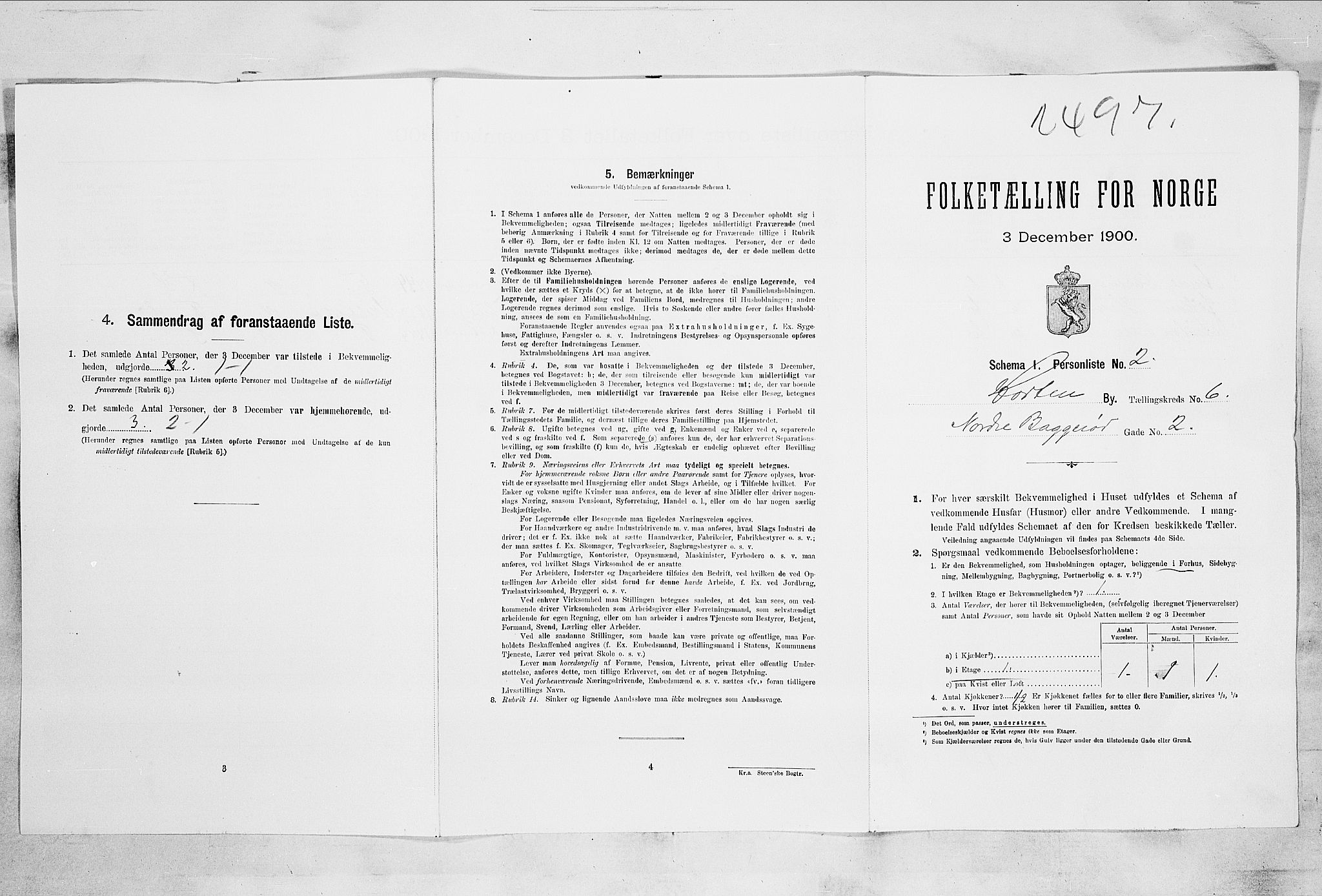 RA, 1900 census for Horten, 1900, p. 4432