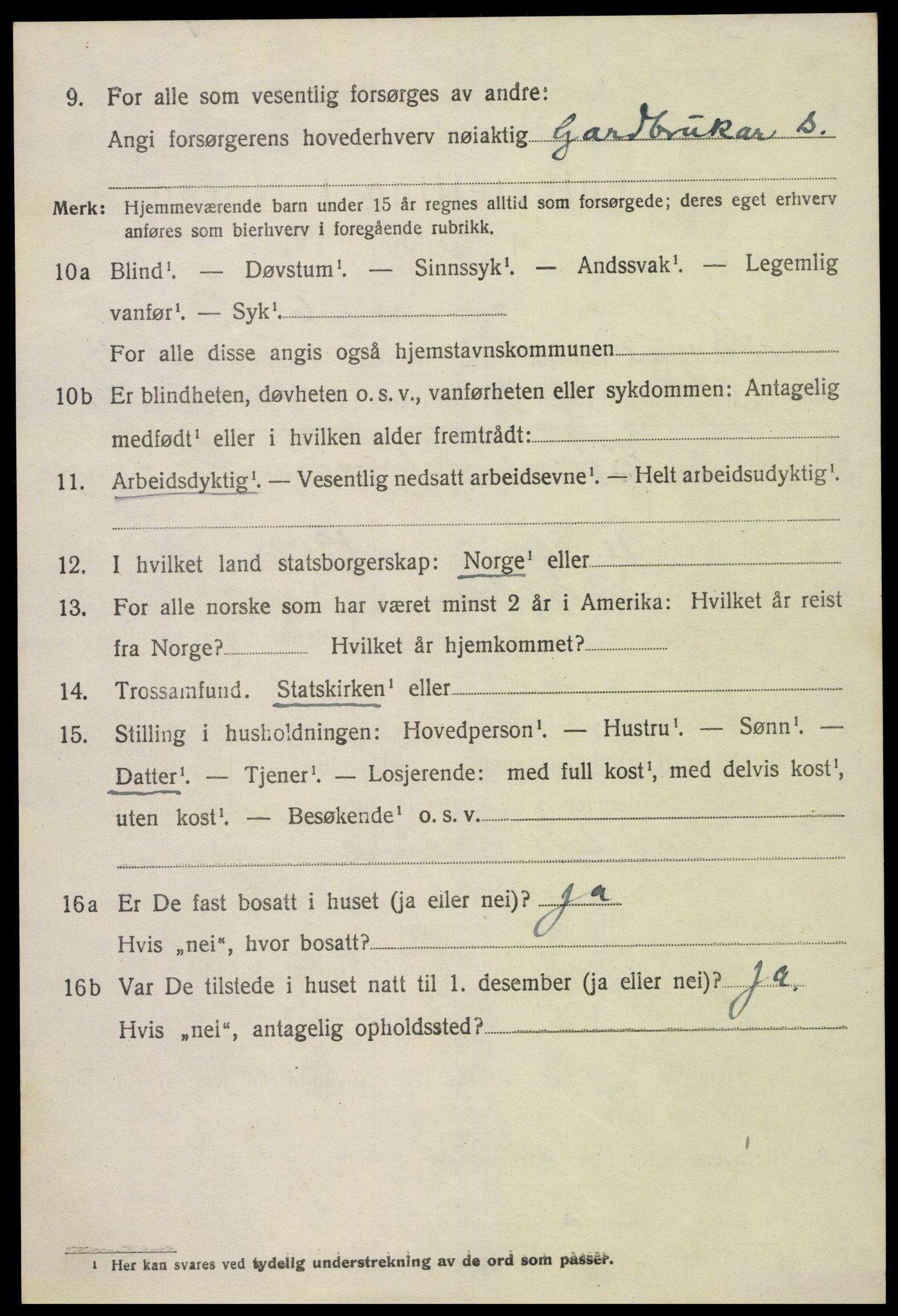 SAK, 1920 census for Bygland, 1920, p. 1850