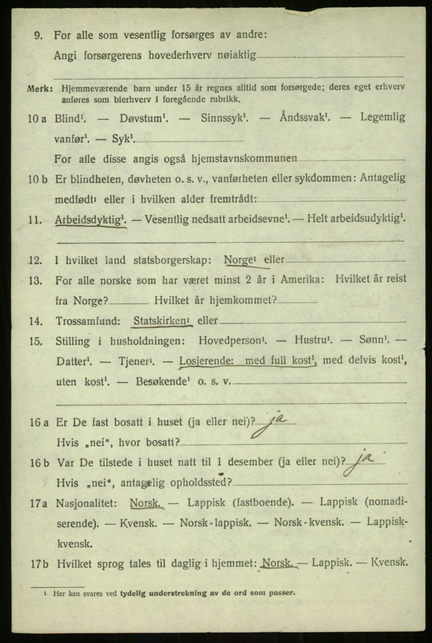 SATØ, 1920 census for Balsfjord, 1920, p. 3106