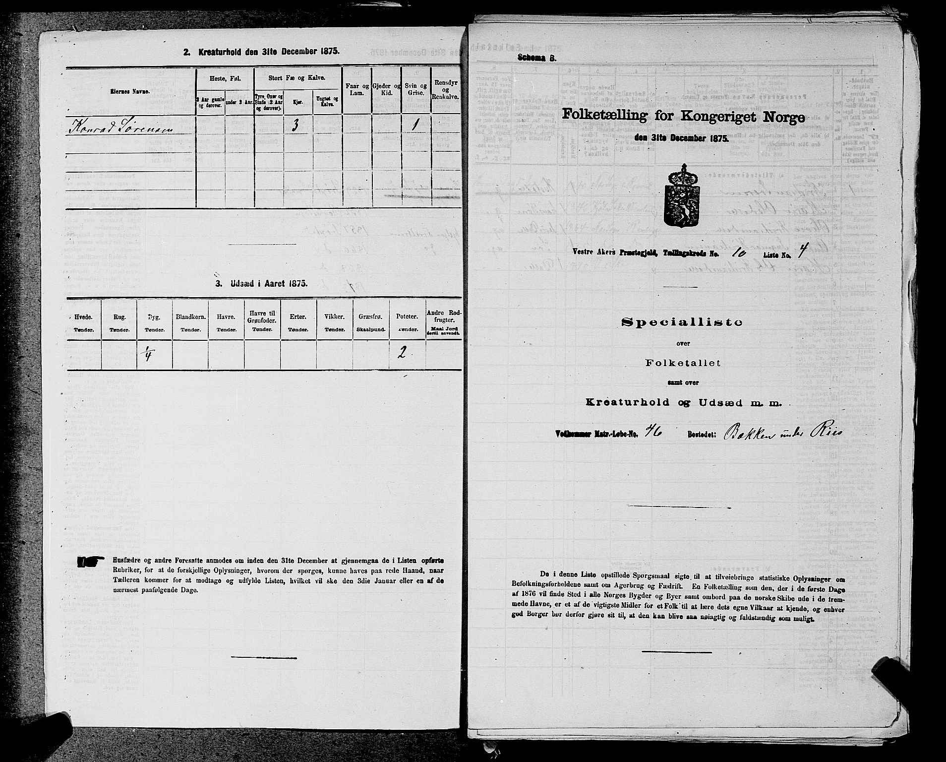 RA, 1875 census for 0218aP Vestre Aker, 1875, p. 1729