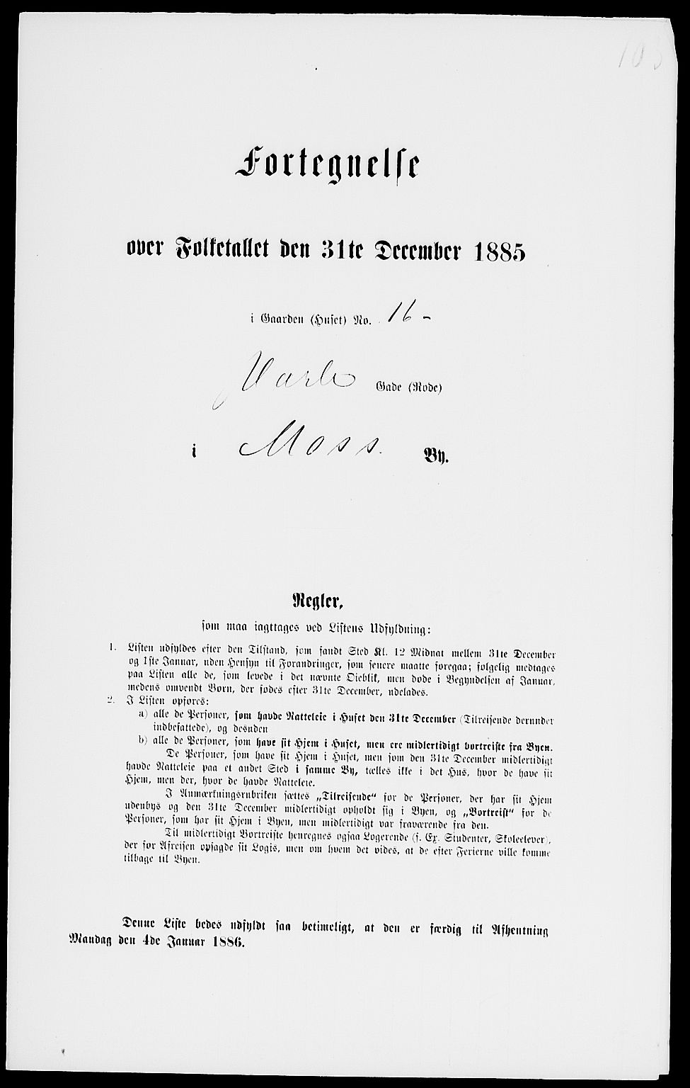 RA, 1885 census for 0104 Moss, 1885, p. 227