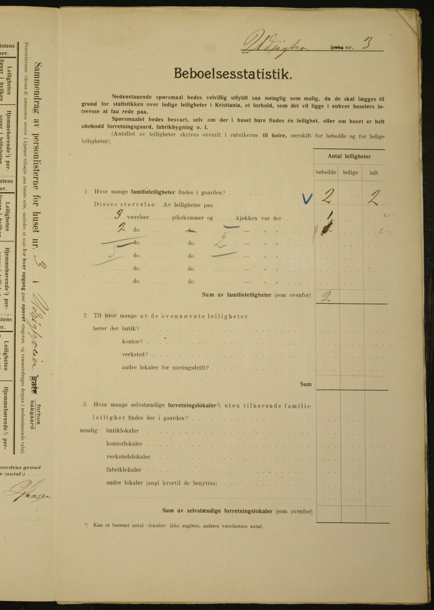 OBA, Municipal Census 1910 for Kristiania, 1910, p. 115018