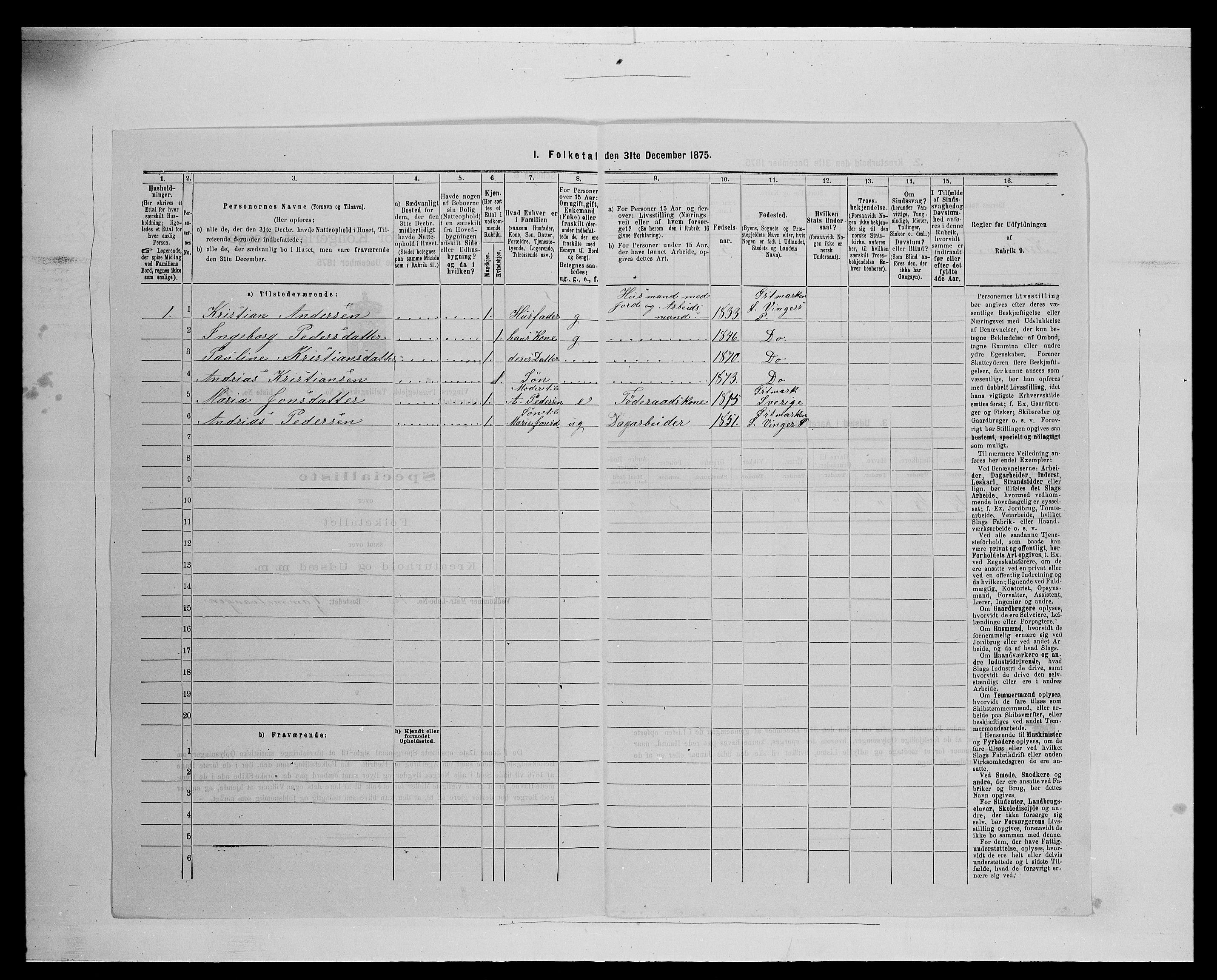 SAH, 1875 census for 0421L Vinger/Vinger og Austmarka, 1875, p. 1247