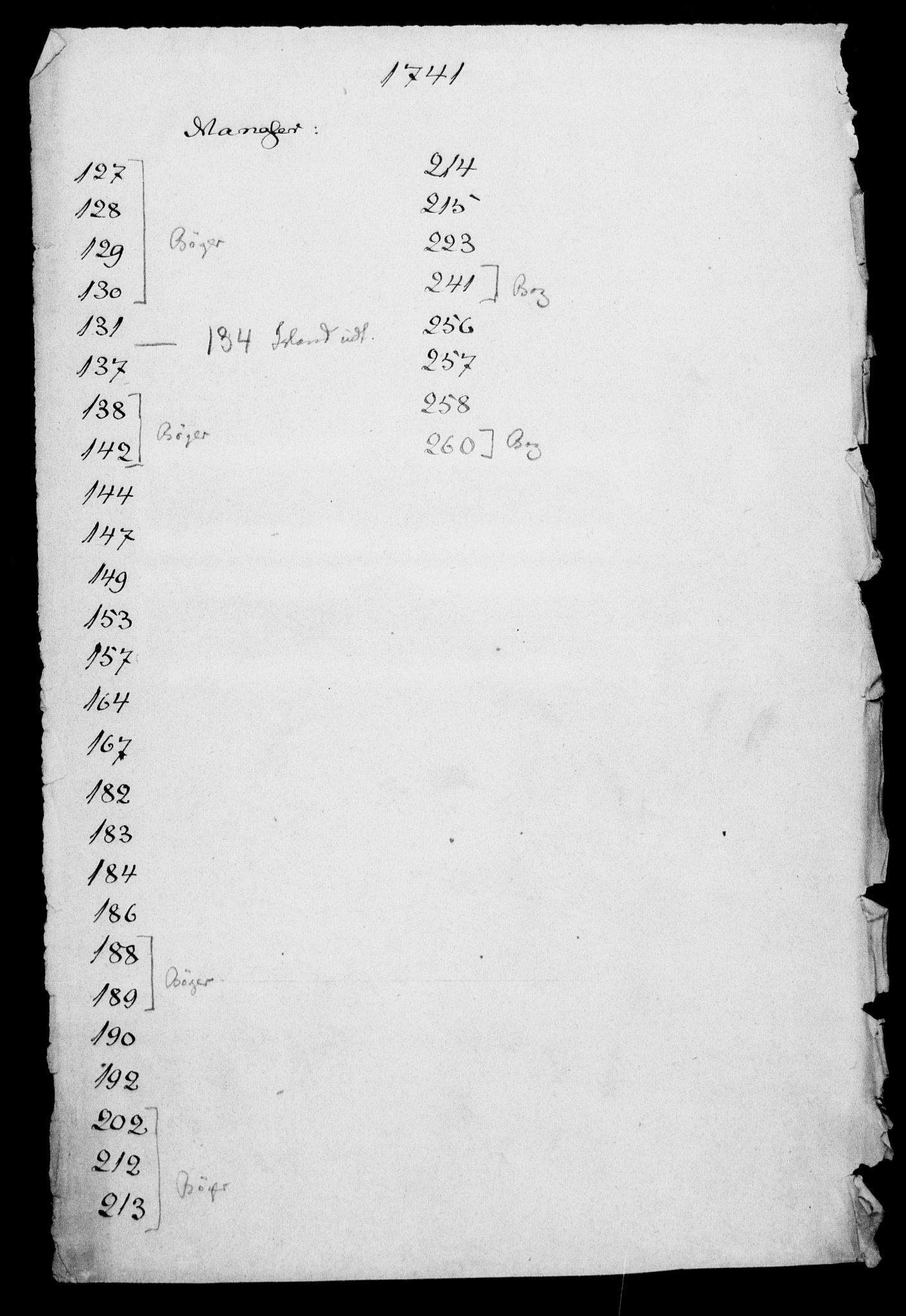 Generalkirkeinspektionskollegiet, DRA/A-0008/F4-06/F4-06-07: Protokollerede indkomne sager, 1741