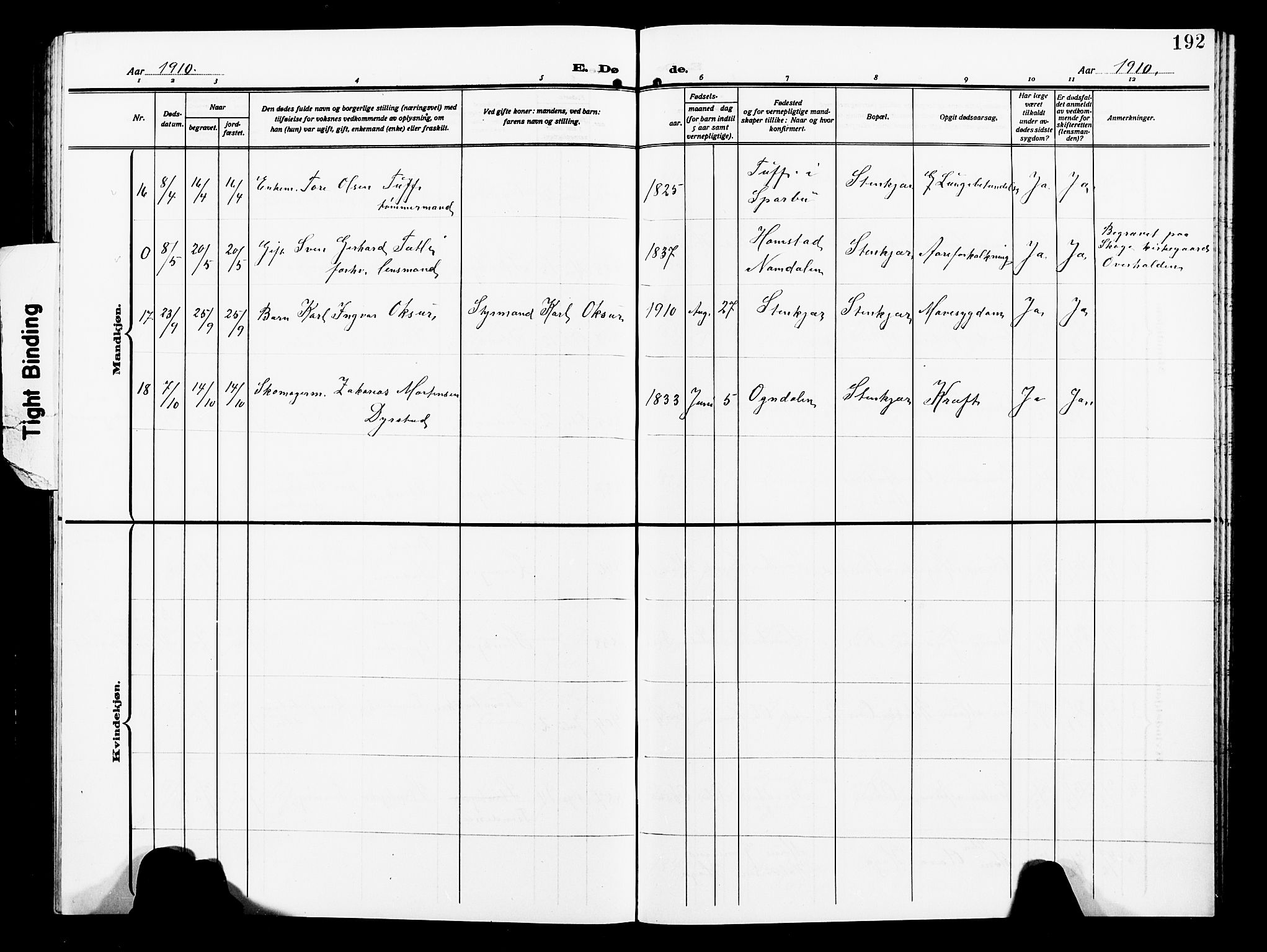 Ministerialprotokoller, klokkerbøker og fødselsregistre - Nord-Trøndelag, SAT/A-1458/739/L0376: Parish register (copy) no. 739C04, 1908-1917, p. 192