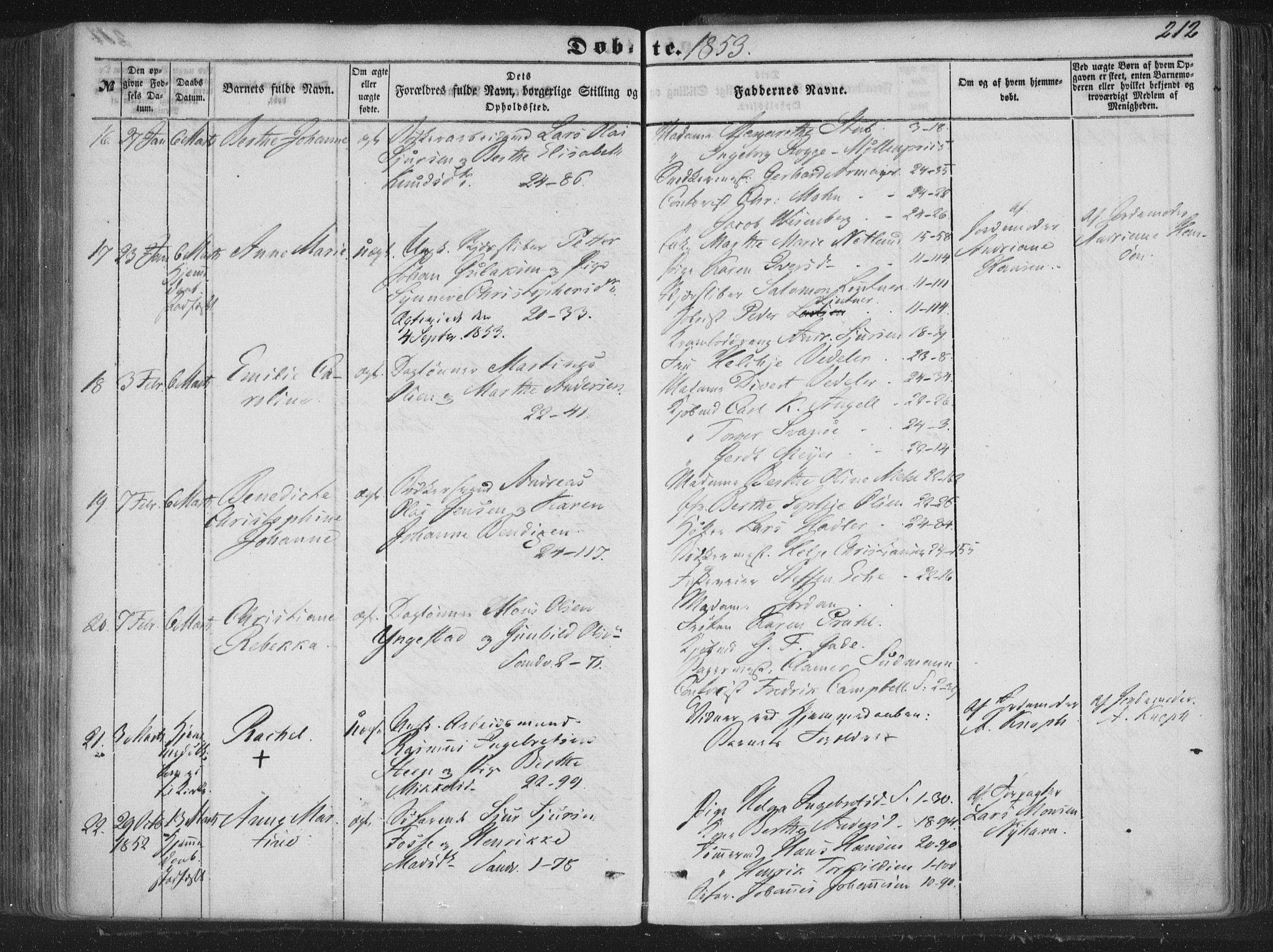 Korskirken sokneprestembete, AV/SAB-A-76101/H/Haa/L0017: Parish register (official) no. B 3, 1851-1857, p. 212