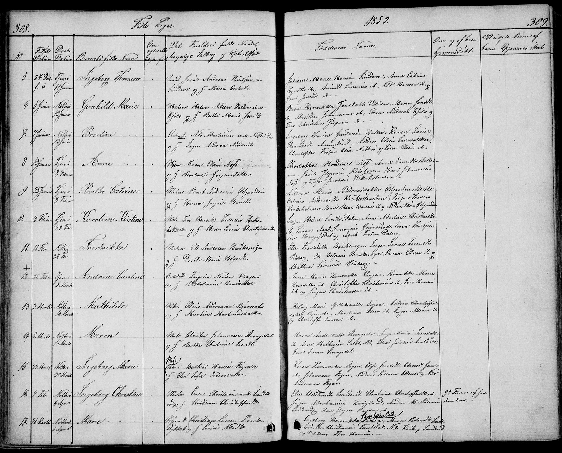 Nøtterøy kirkebøker, AV/SAKO-A-354/F/Fa/L0005: Parish register (official) no. I 5, 1839-1852, p. 308-309