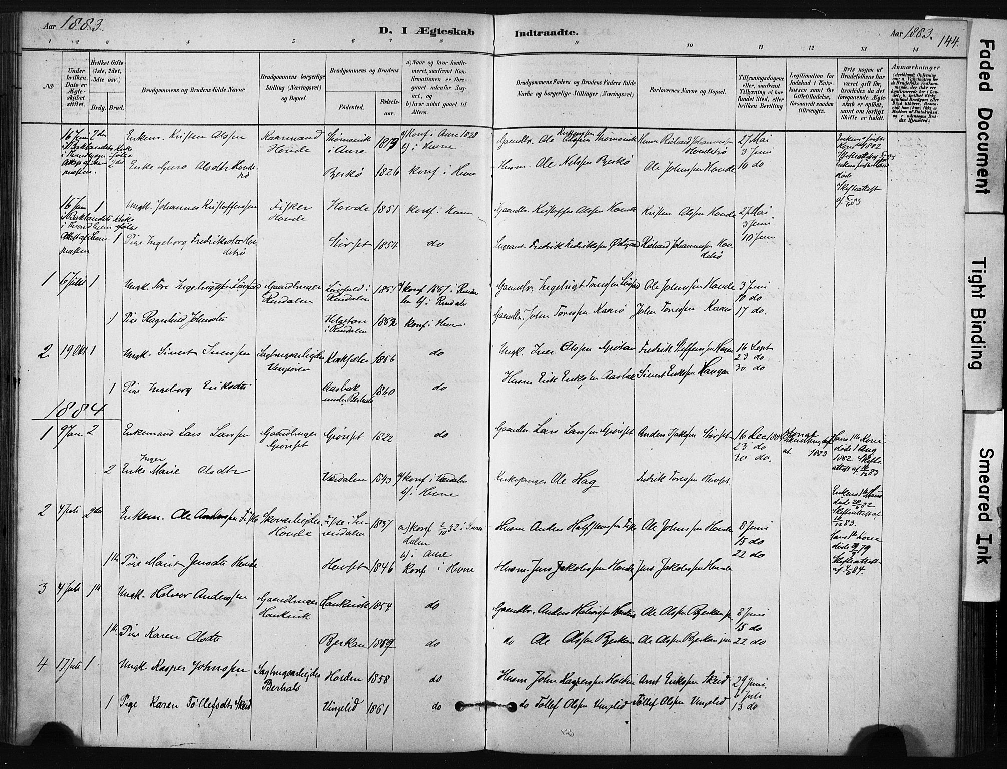 Ministerialprotokoller, klokkerbøker og fødselsregistre - Sør-Trøndelag, SAT/A-1456/631/L0512: Parish register (official) no. 631A01, 1879-1912, p. 144