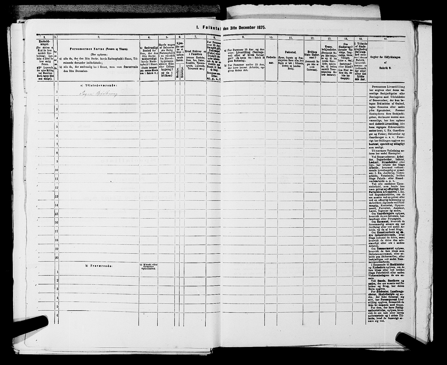 SAKO, 1875 census for 0631P Flesberg, 1875, p. 443