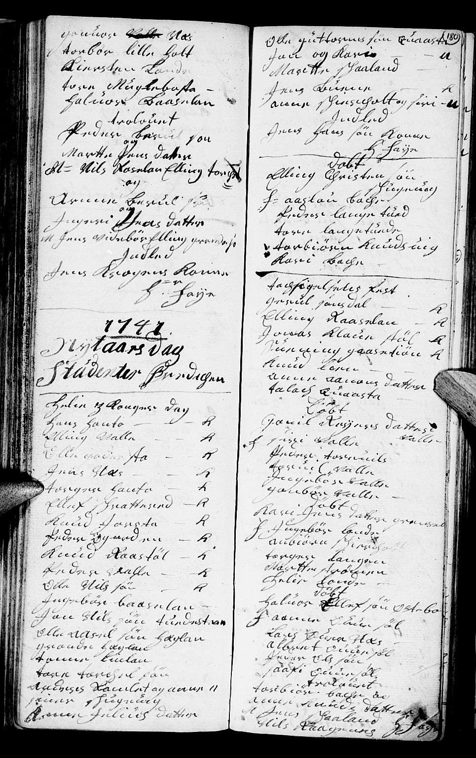 Holt sokneprestkontor, SAK/1111-0021/F/Fb/L0004: Parish register (copy) no. B 4, 1730-1746, p. 180