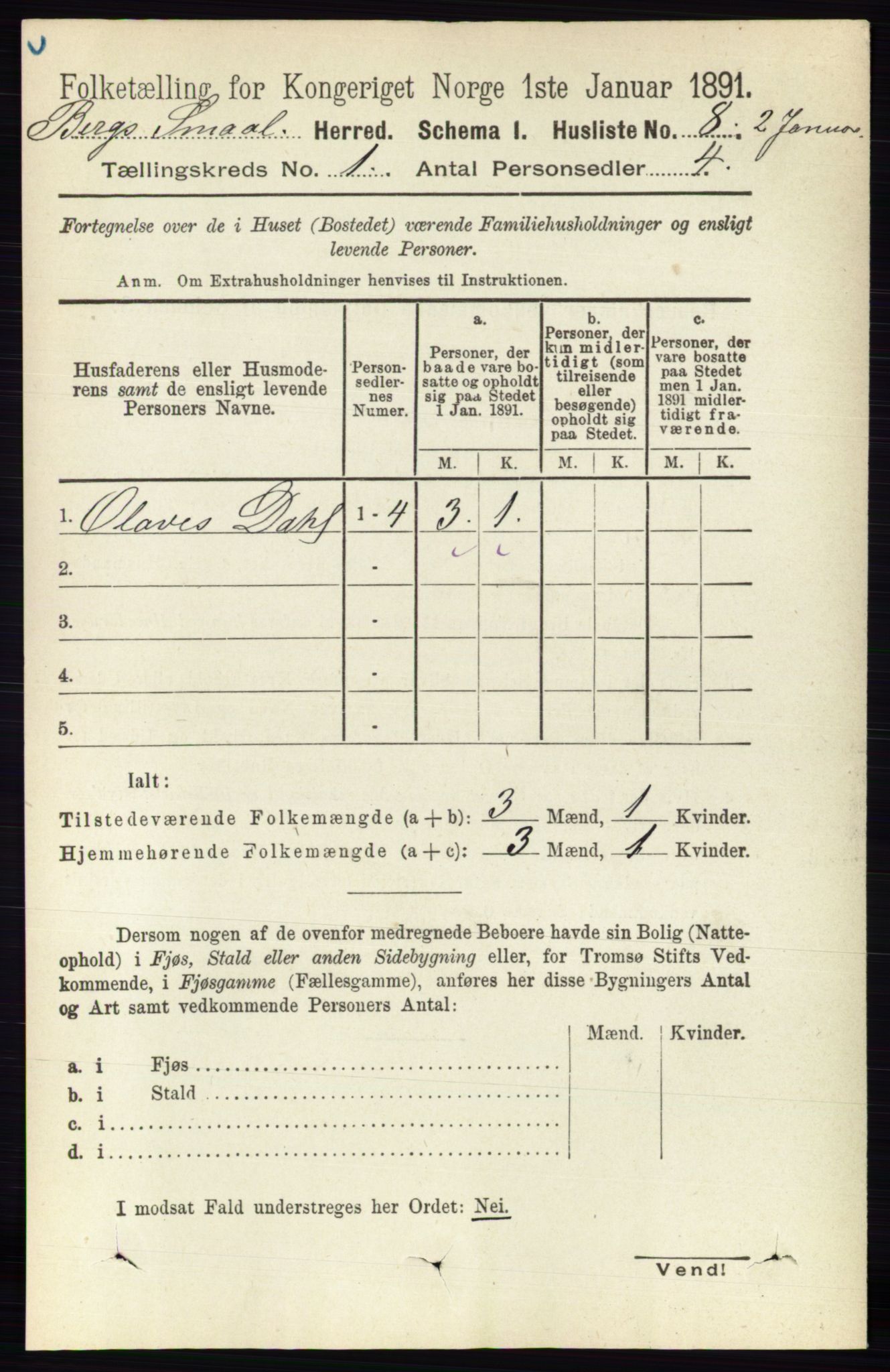 RA, 1891 census for 0116 Berg, 1891, p. 35