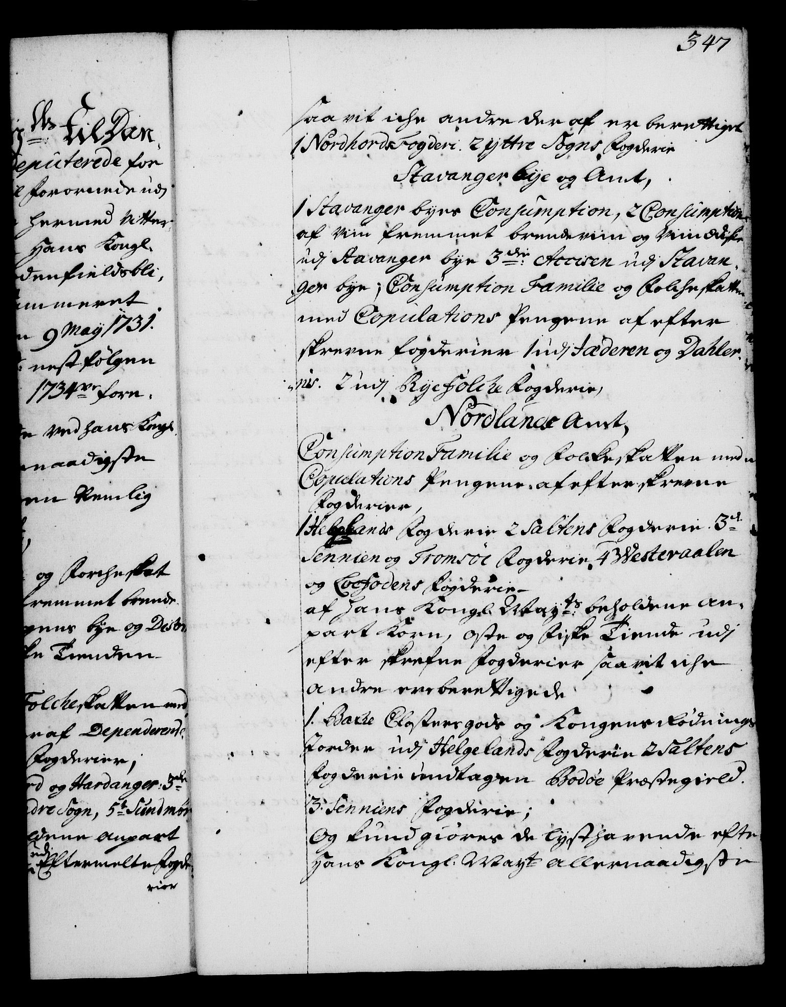 Rentekammeret, Kammerkanselliet, RA/EA-3111/G/Gg/Gga/L0003: Norsk ekspedisjonsprotokoll med register (merket RK 53.3), 1727-1734, p. 347