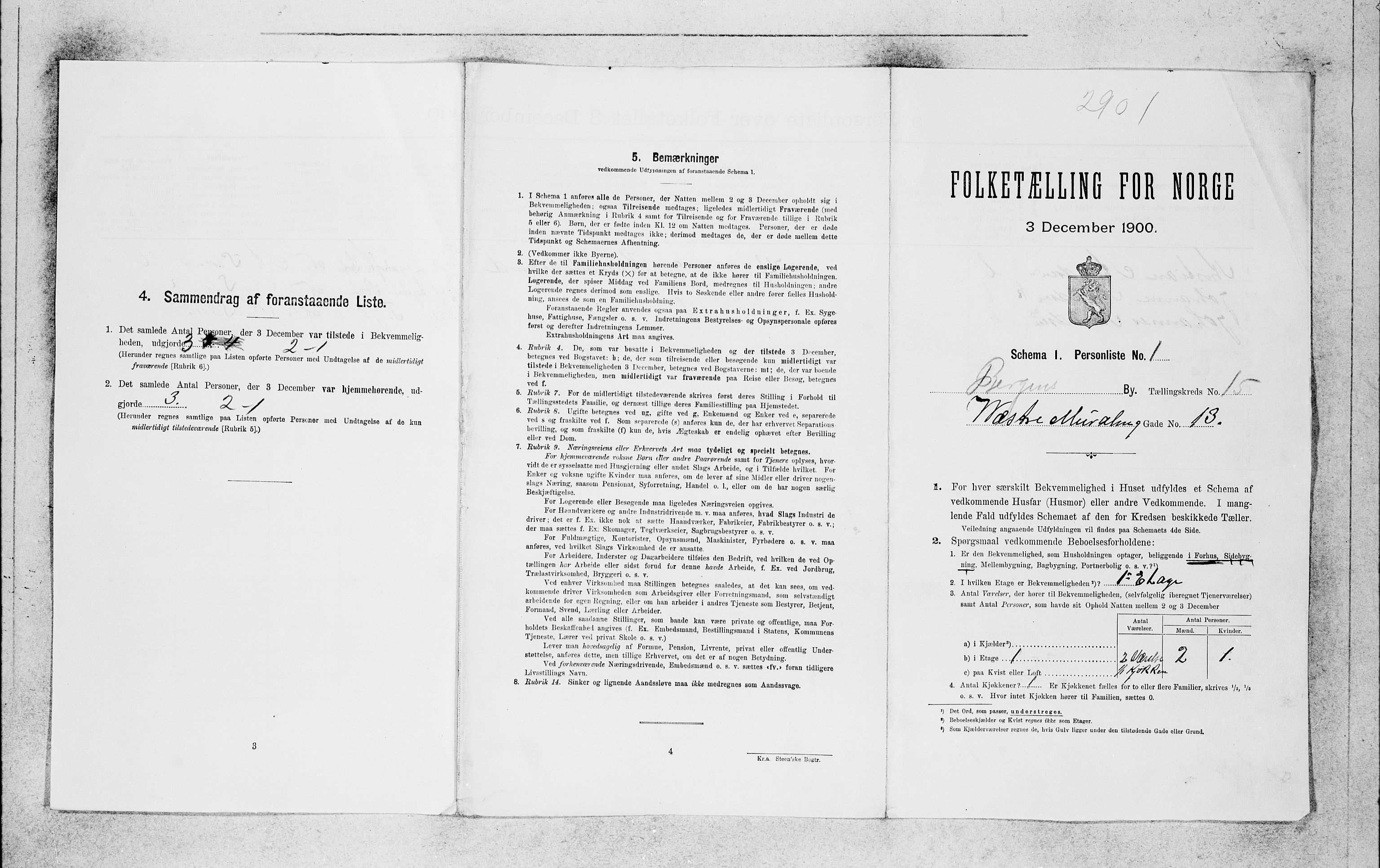 SAB, 1900 census for Bergen, 1900, p. 2934