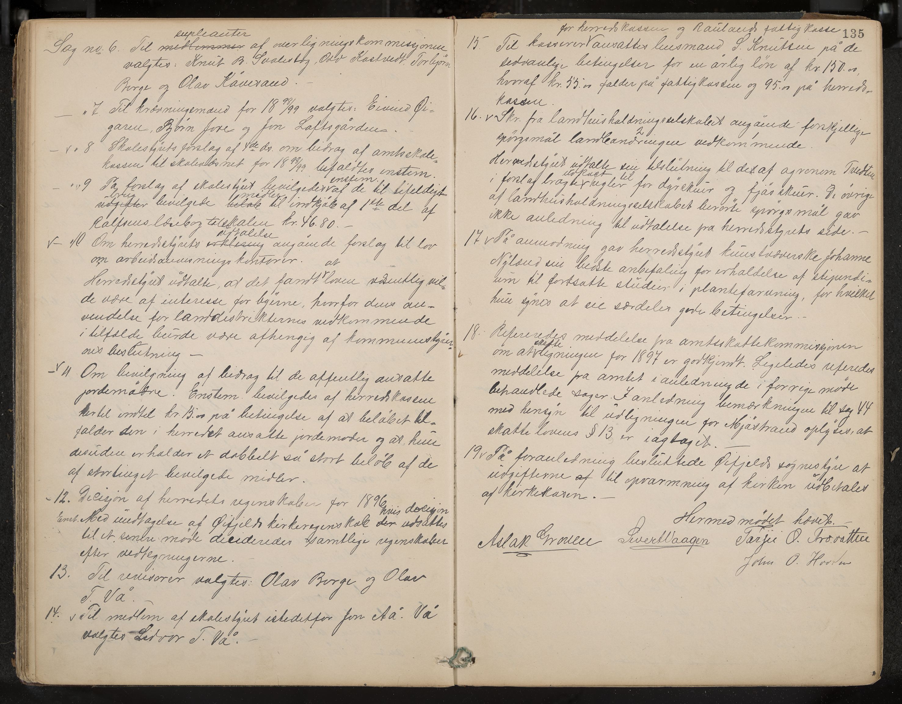 Rauland formannskap og sentraladministrasjon, IKAK/0835021/A/Aa/L0002: Møtebok, 1884-1908, p. 135