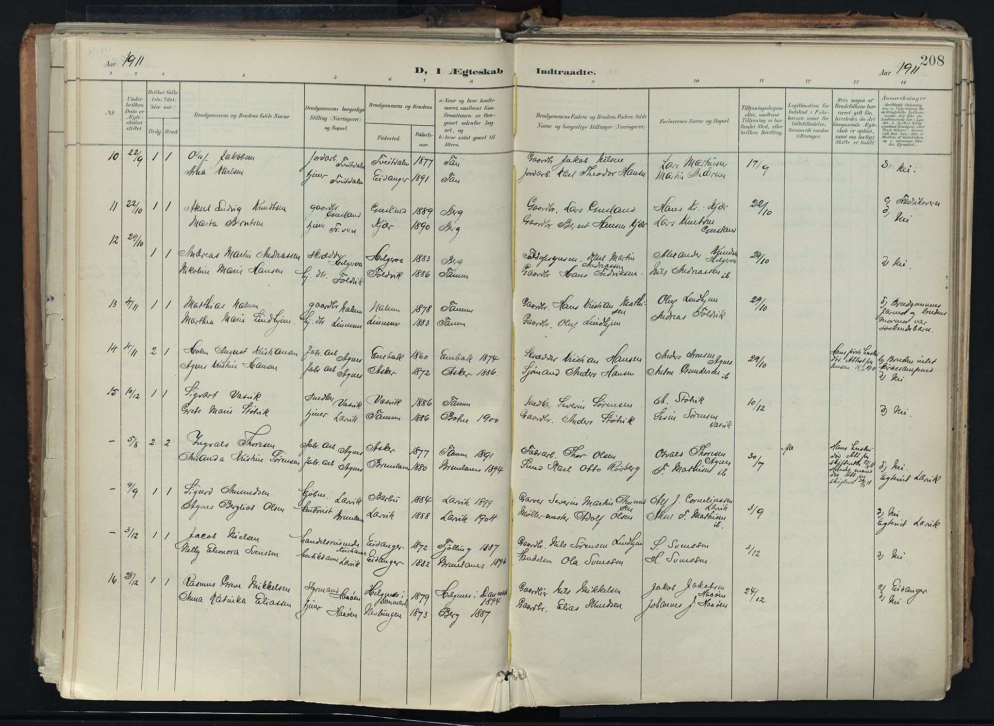 Brunlanes kirkebøker, SAKO/A-342/F/Fc/L0003: Parish register (official) no. III 3, 1900-1922, p. 208