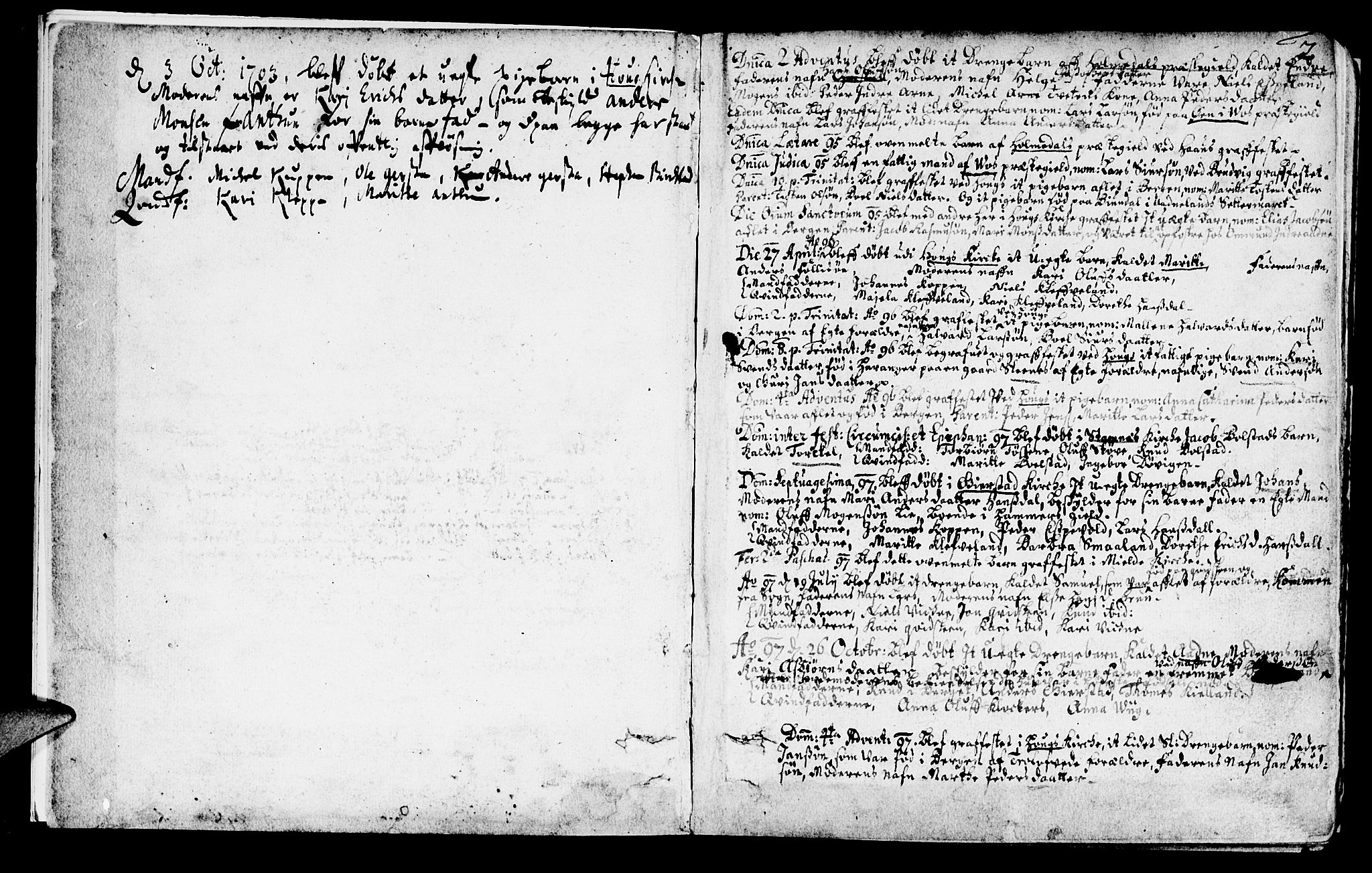 Haus sokneprestembete, SAB/A-75601/H/Haa: Parish register (official) no. A 1, 1691-1712, p. 2