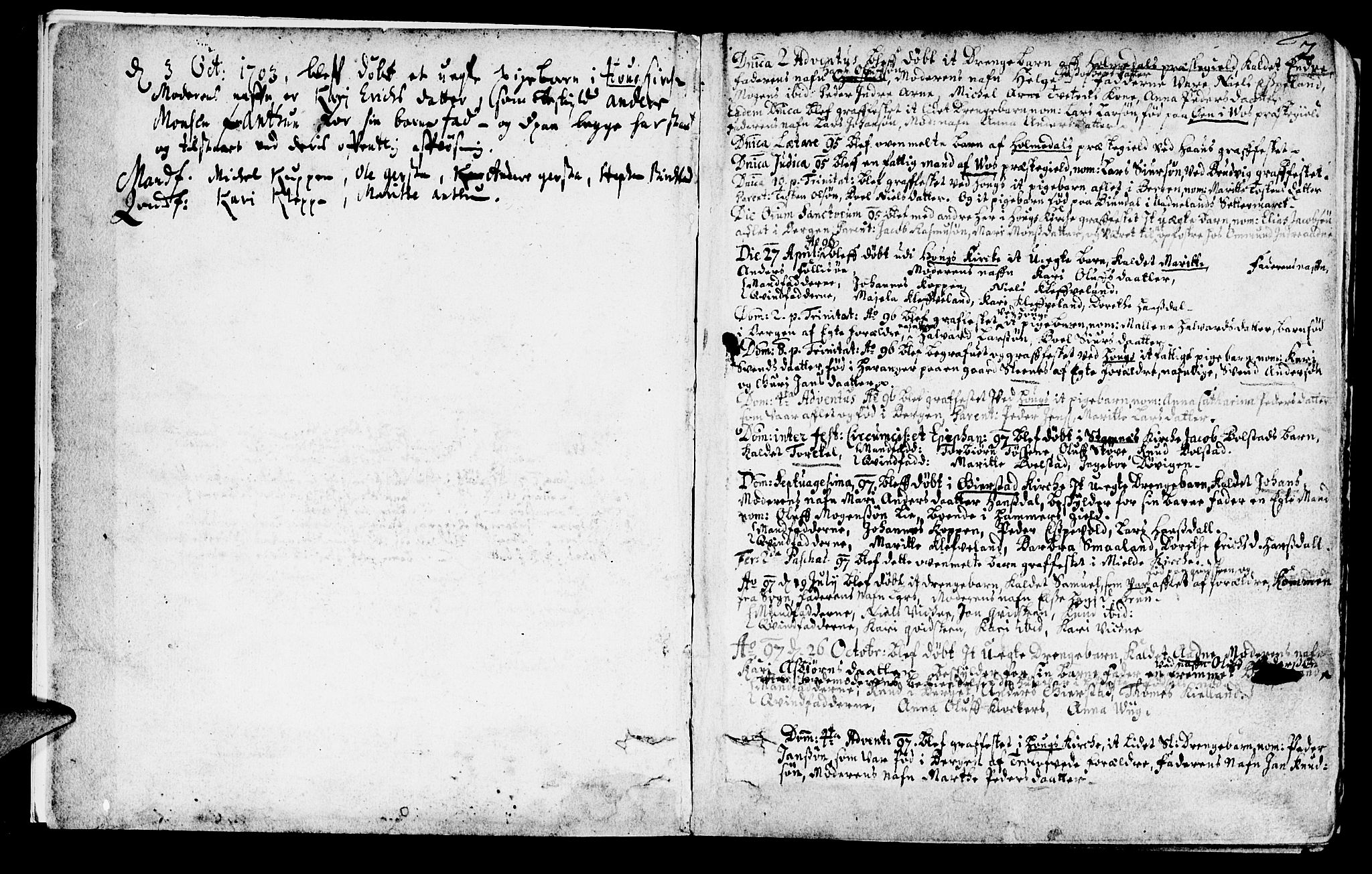 Haus sokneprestembete, AV/SAB-A-75601/H/Haa: Parish register (official) no. A 1, 1691-1712, p. 2