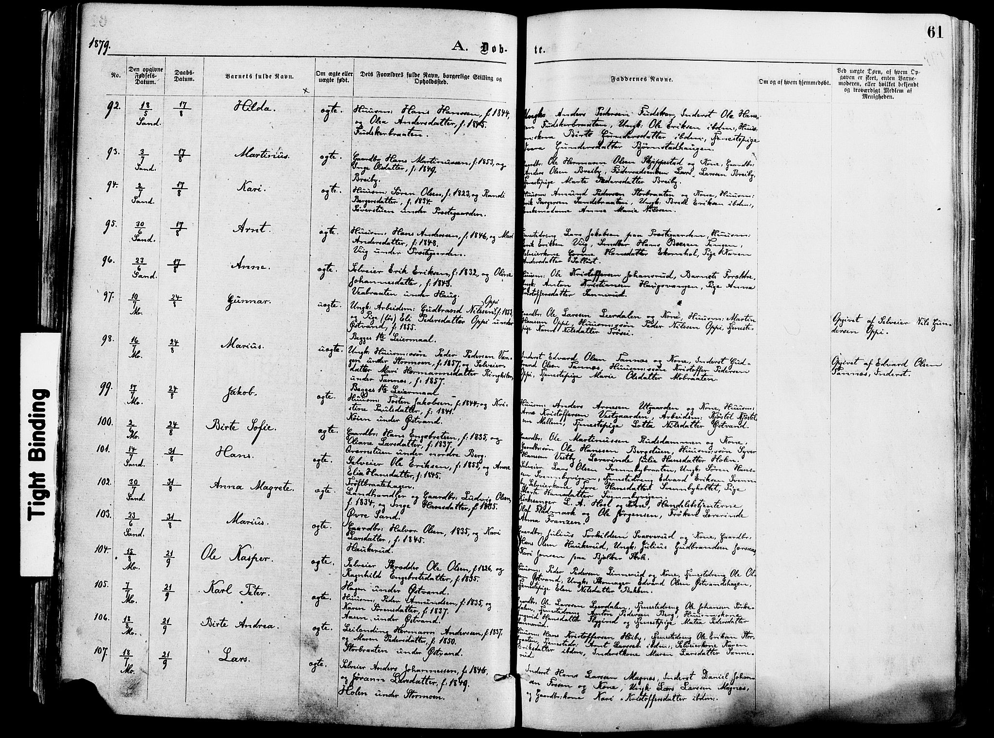 Nord-Odal prestekontor, AV/SAH-PREST-032/H/Ha/Haa/L0005: Parish register (official) no. 5, 1874-1885, p. 61