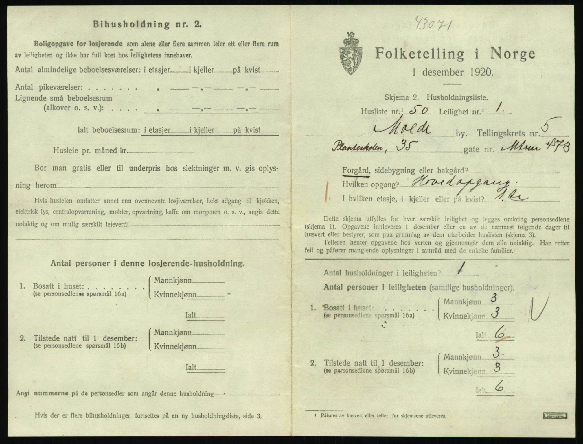 SAT, 1920 census for Molde, 1920, p. 1951