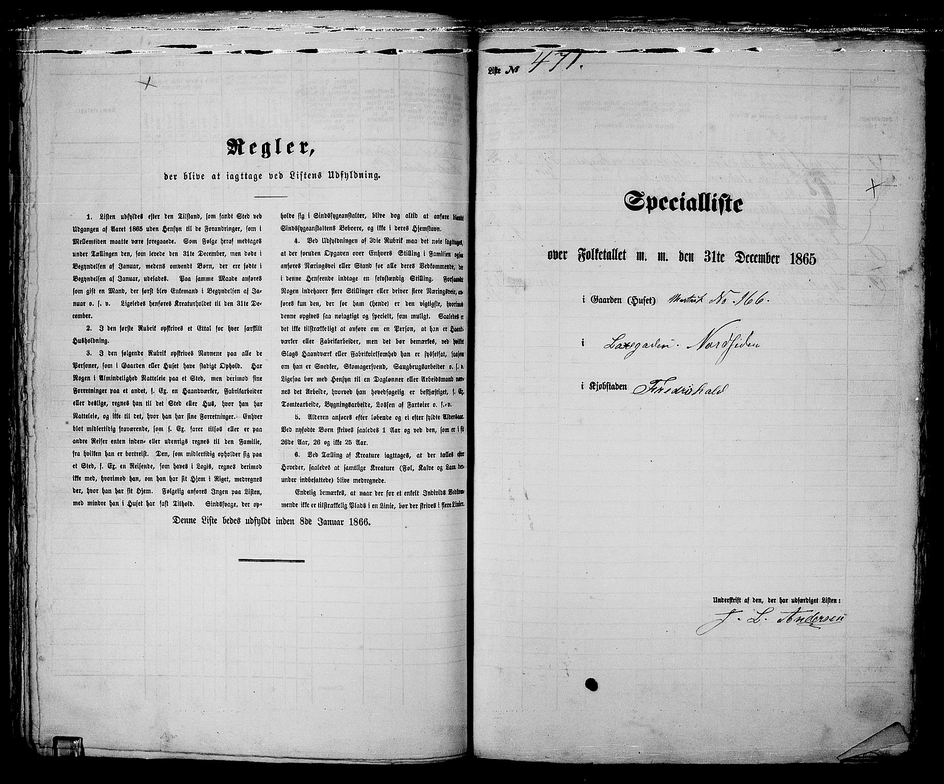 RA, 1865 census for Fredrikshald, 1865, p. 943