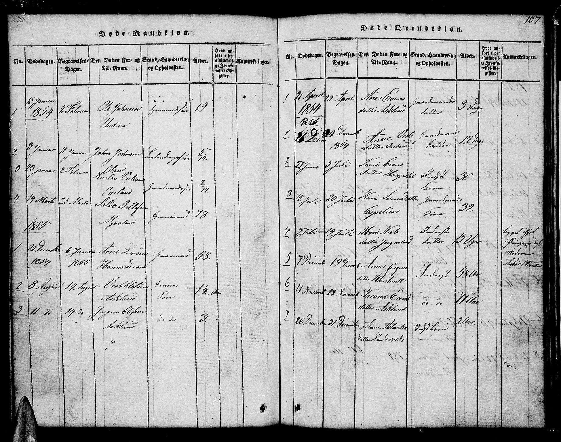 Åmli sokneprestkontor, AV/SAK-1111-0050/F/Fb/Fba/L0001: Parish register (copy) no. B 1, 1816-1890, p. 107