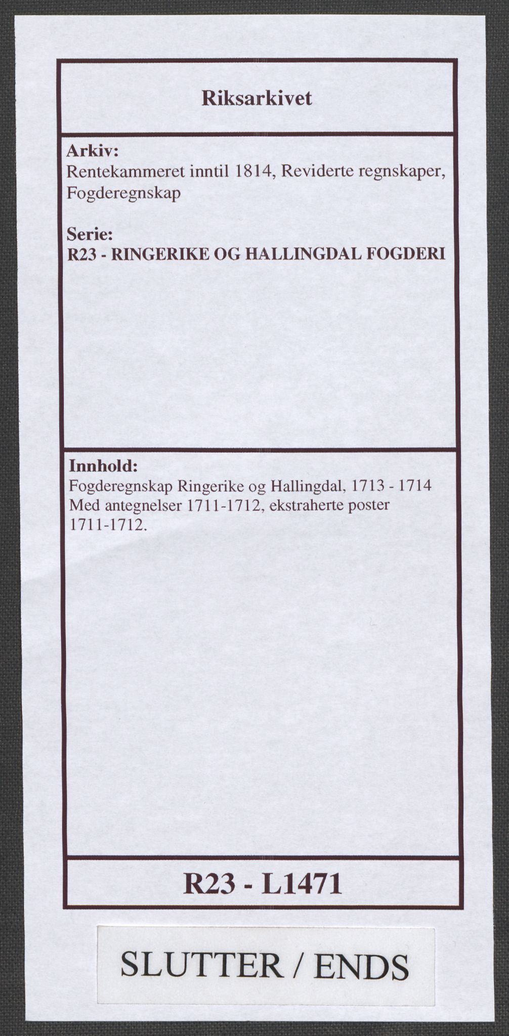 Rentekammeret inntil 1814, Reviderte regnskaper, Fogderegnskap, RA/EA-4092/R23/L1471: Fogderegnskap Ringerike og Hallingdal, 1713-1714, p. 551