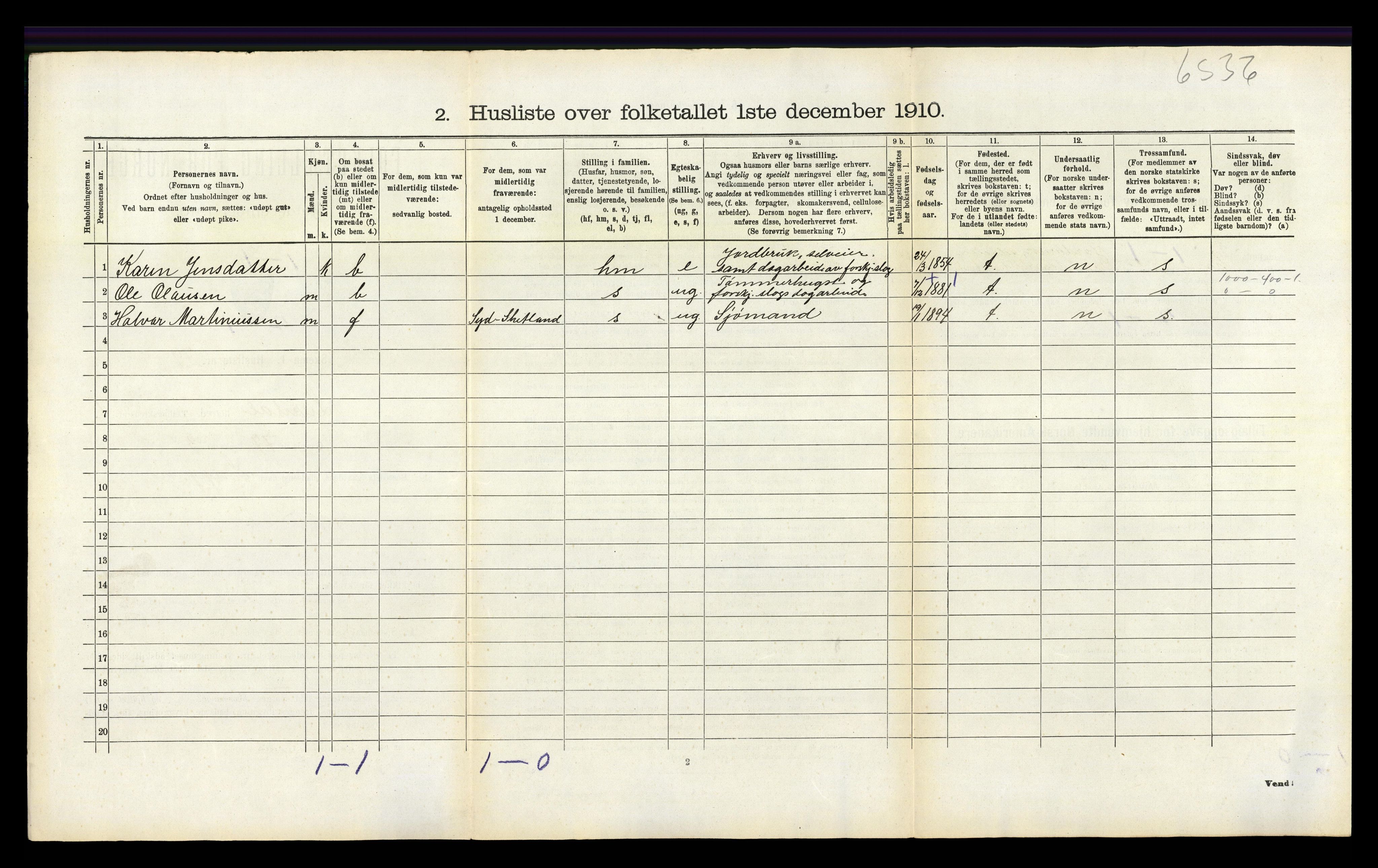 RA, 1910 census for Lardal, 1910, p. 187