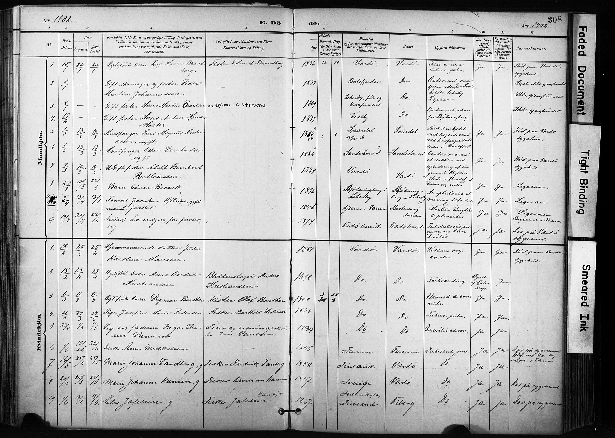 Vardø sokneprestkontor, SATØ/S-1332/H/Ha/L0010kirke: Parish register (official) no. 10, 1895-1907, p. 308