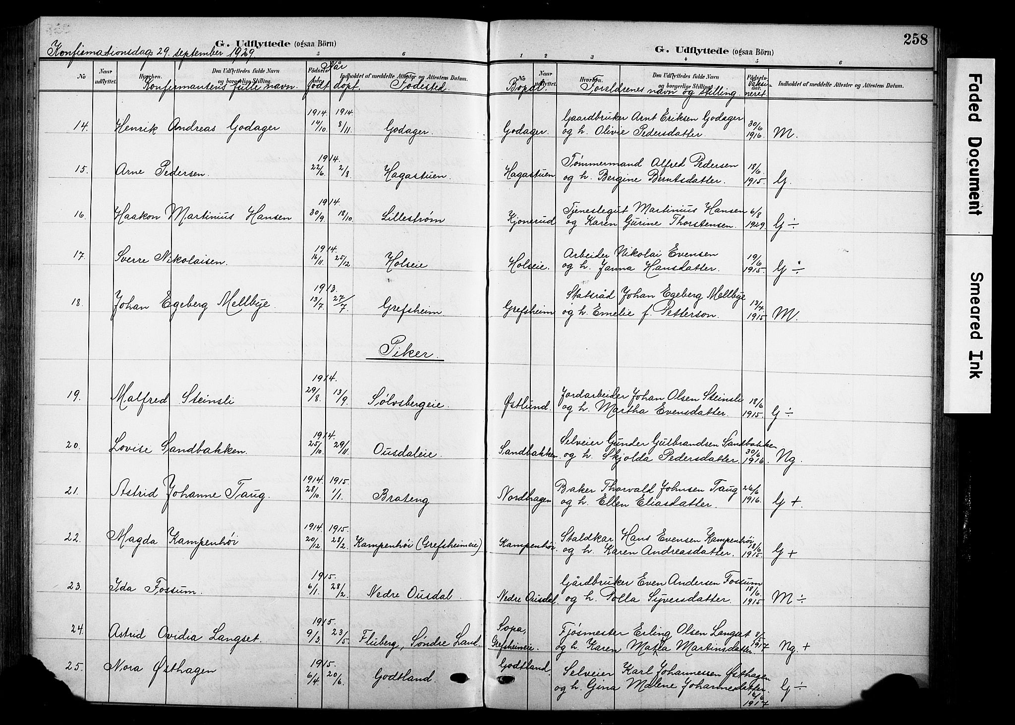 Nes prestekontor, Hedmark, AV/SAH-PREST-020/K/Ka/L0014: Parish register (official) no. 14, 1906-1929, p. 258