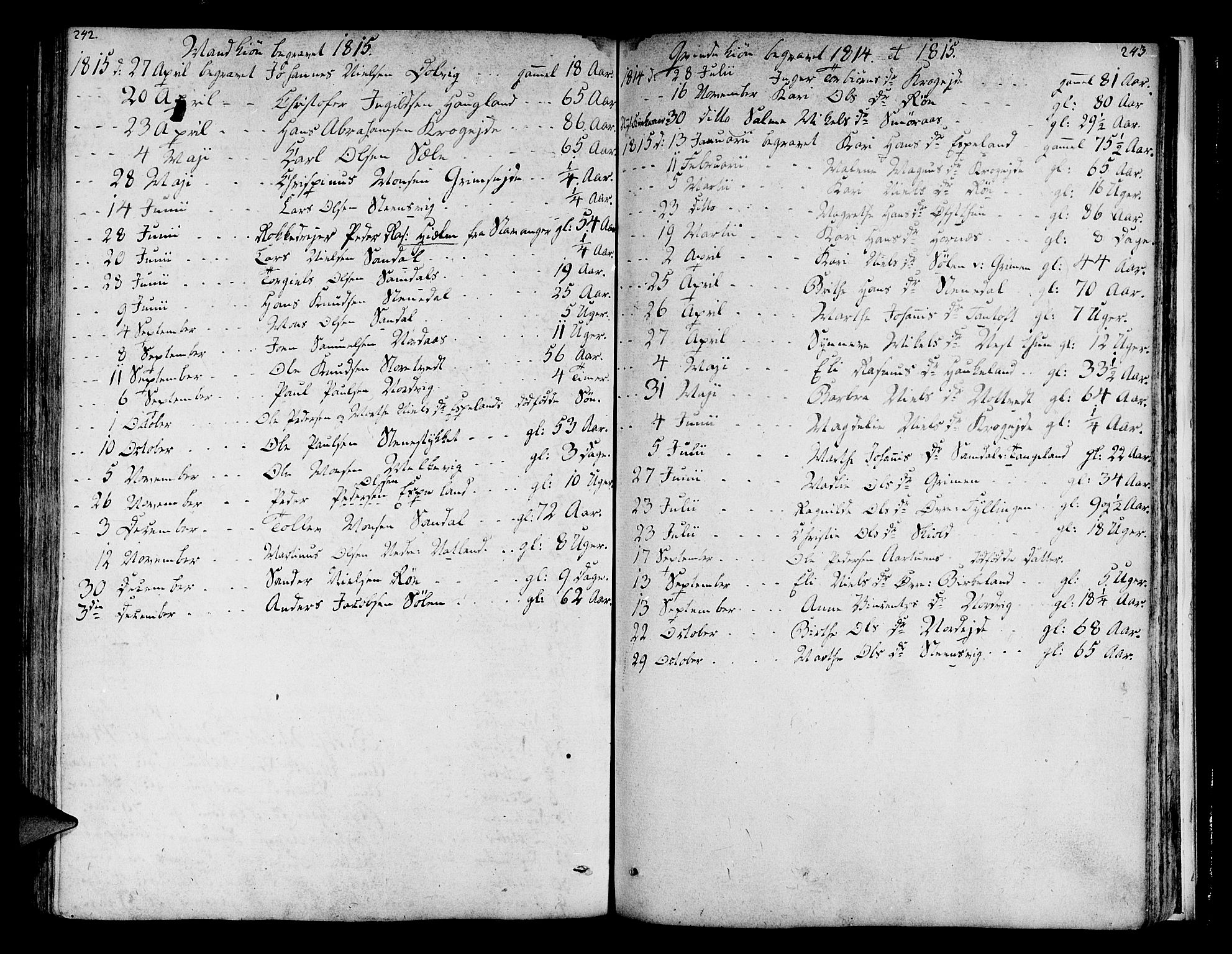 Fana Sokneprestembete, SAB/A-75101/H/Haa/Haaa/L0006: Parish register (official) no. A 6, 1800-1815, p. 242-243