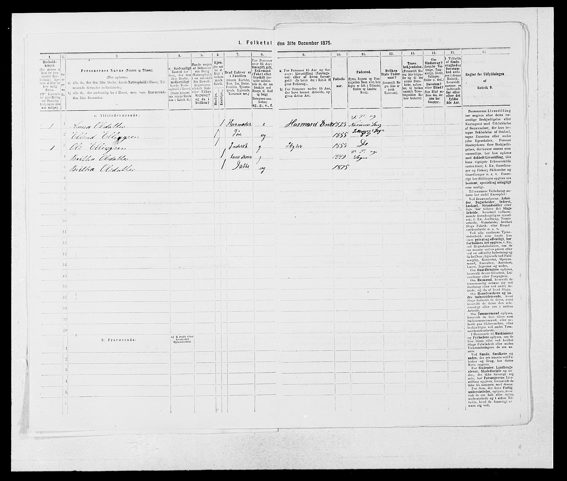 SAB, 1875 census for 1419P Leikanger, 1875, p. 396