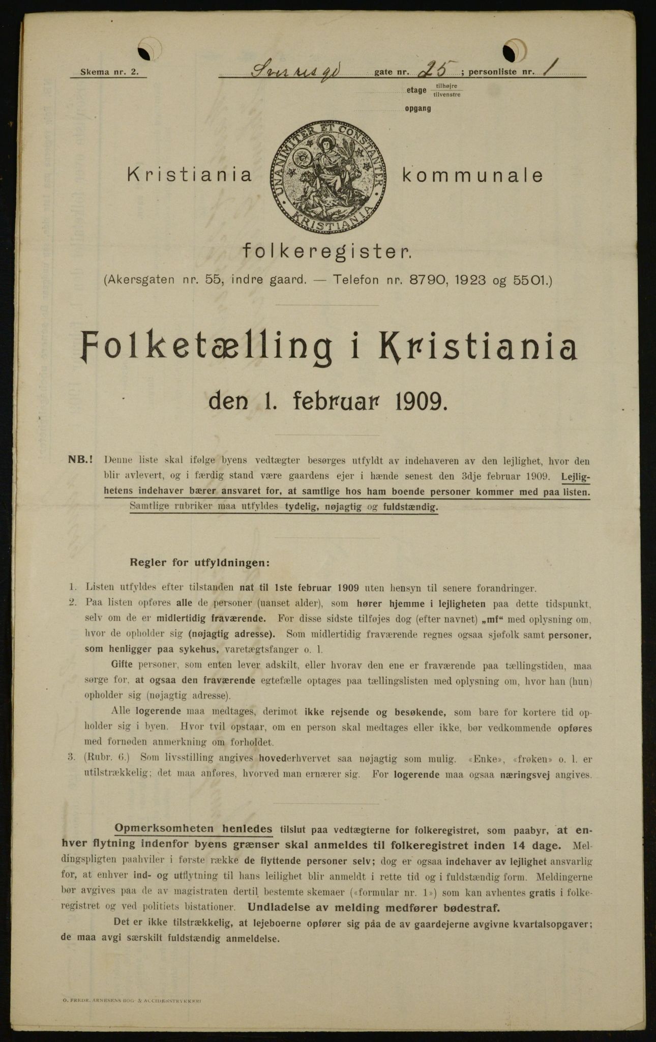 OBA, Municipal Census 1909 for Kristiania, 1909, p. 95994