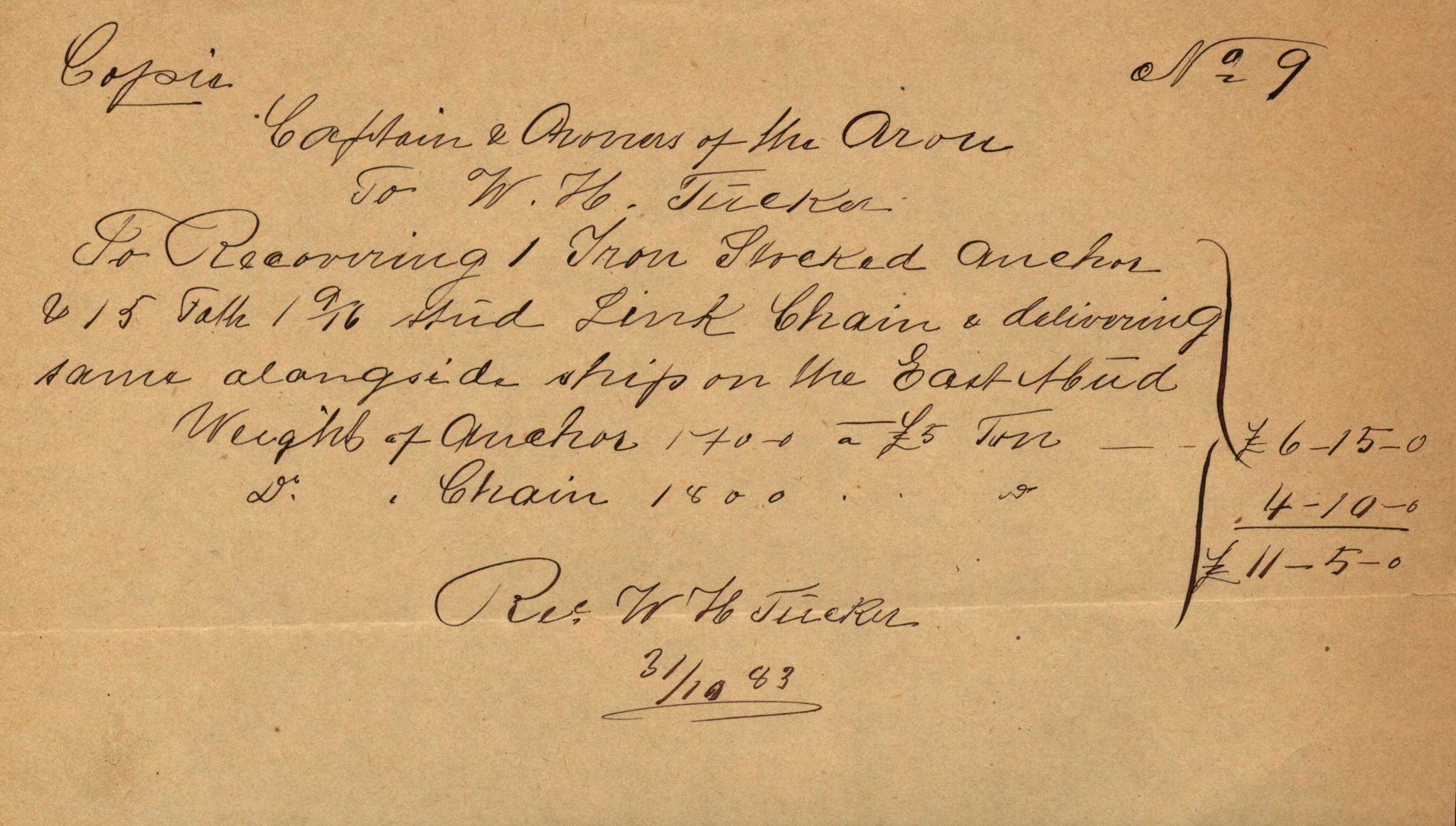 Pa 63 - Østlandske skibsassuranceforening, VEMU/A-1079/G/Ga/L0016/0016: Havaridokumenter / St. Petersburg, Ariel, B.M. Width, Aron, 1883, p. 20