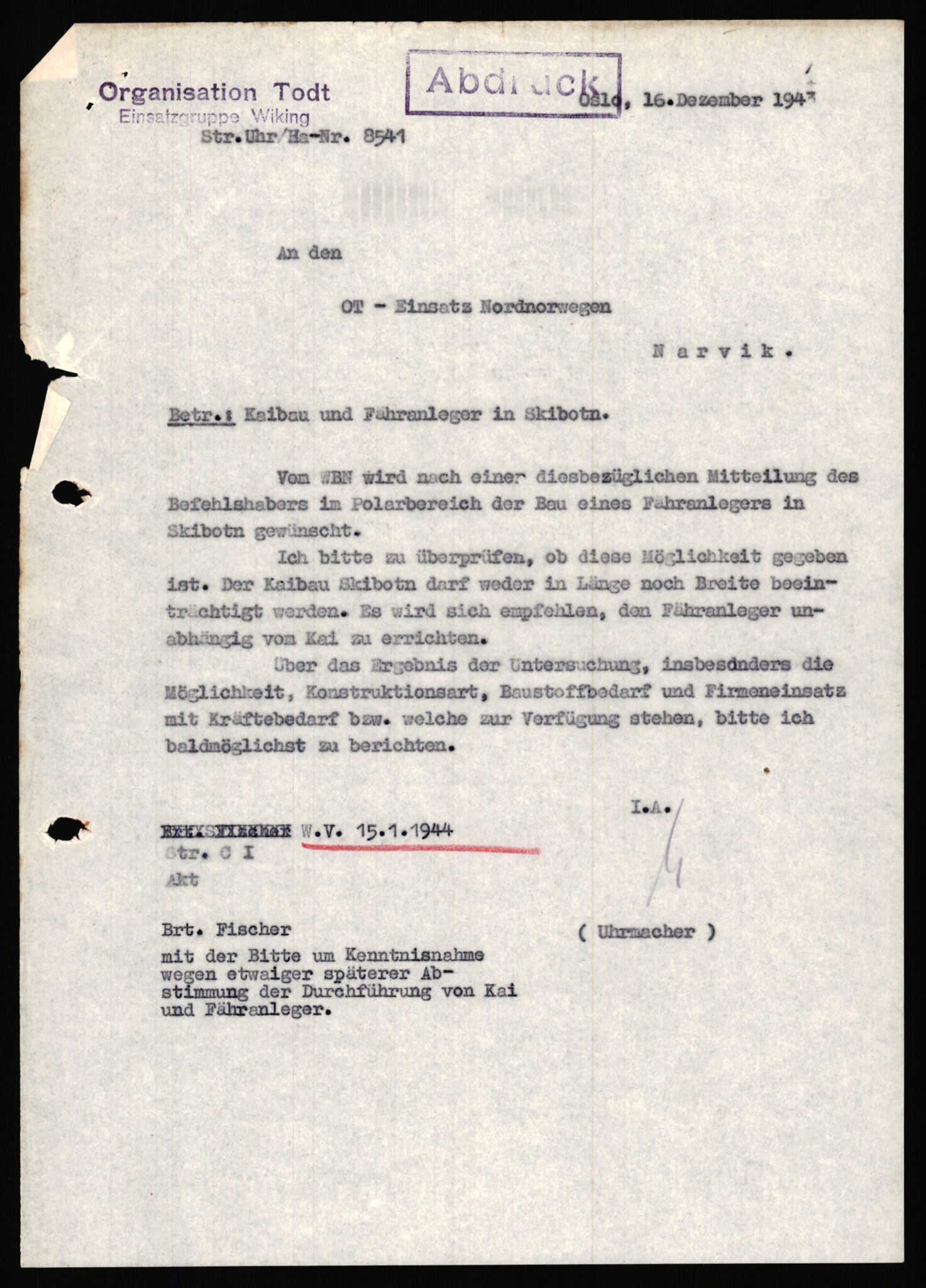 Tyske arkiver, Organisation Todt (OT), Einsatzgruppe Wiking, AV/RA-RAFA-2188/1/E/E2/E2d/L0023: Fähren und Anlegen, 1942-1944, p. 52