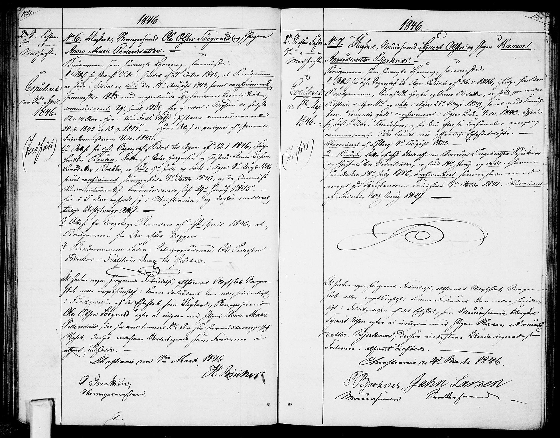 Garnisonsmenigheten Kirkebøker, AV/SAO-A-10846/H/Ha/L0005: Banns register no. I 5, 1844-1856, p. 152-153