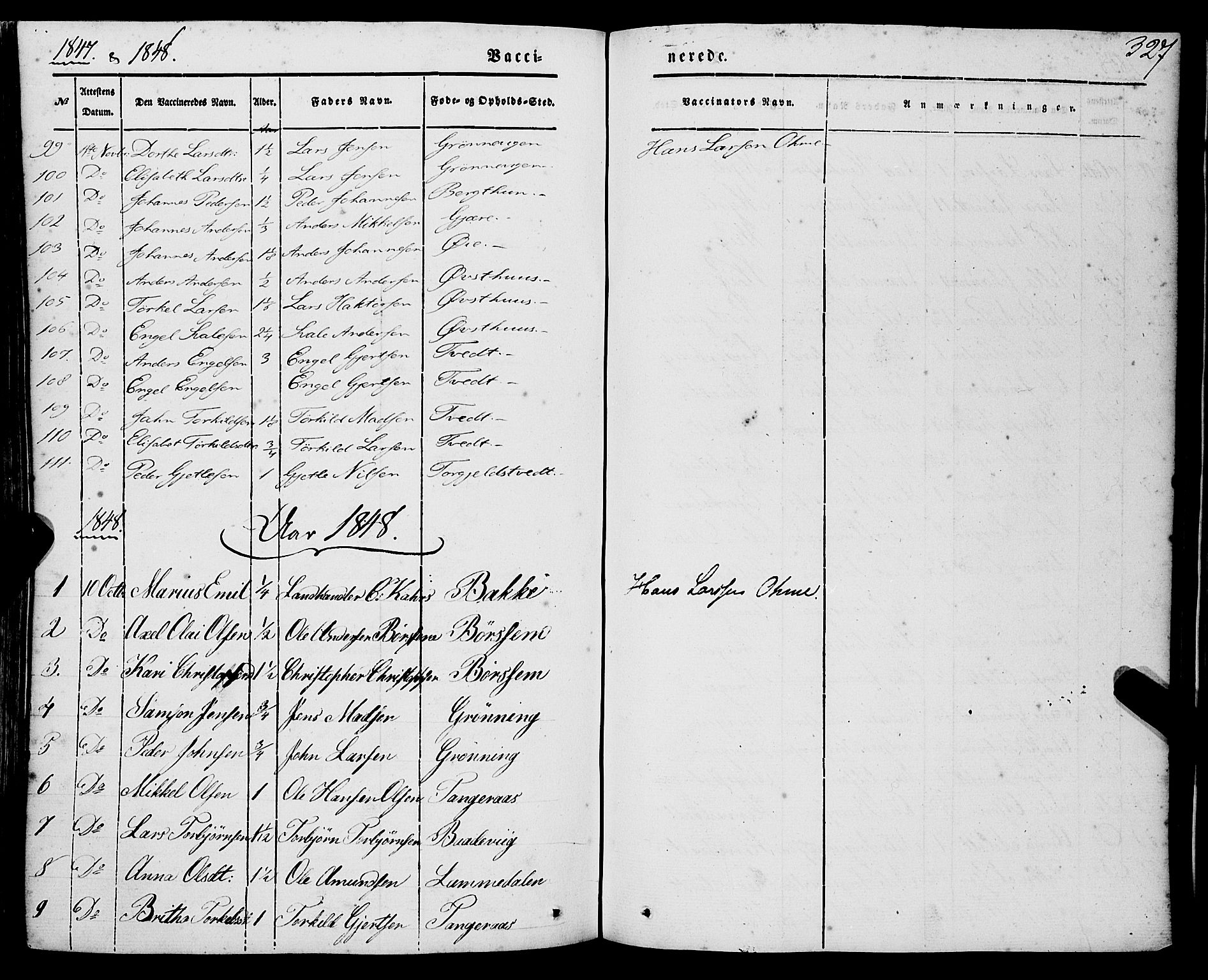 Strandebarm sokneprestembete, AV/SAB-A-78401/H/Haa: Parish register (official) no. A 7, 1844-1872, p. 327