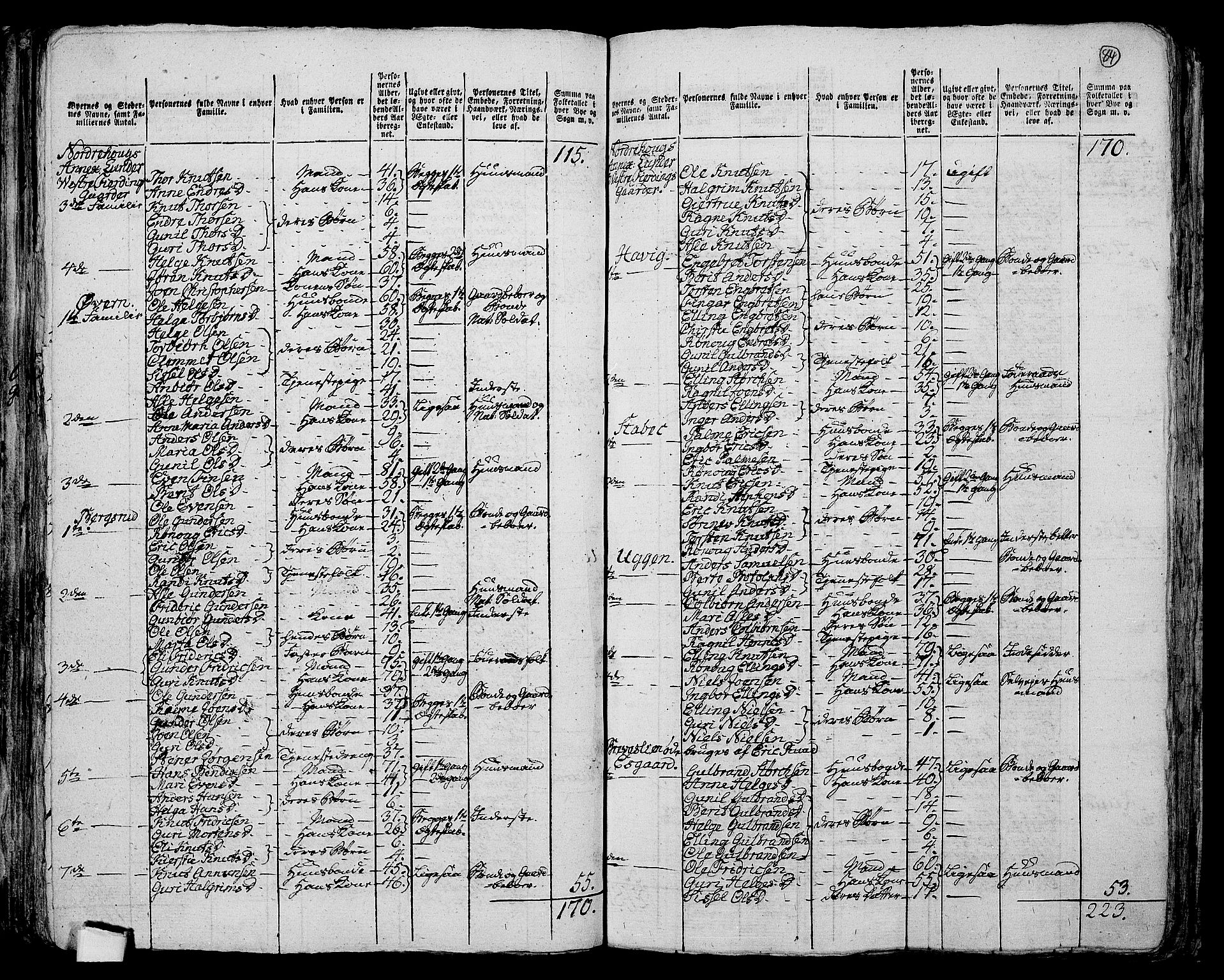 RA, 1801 census for 0613P Norderhov, 1801, p. 83b-84a