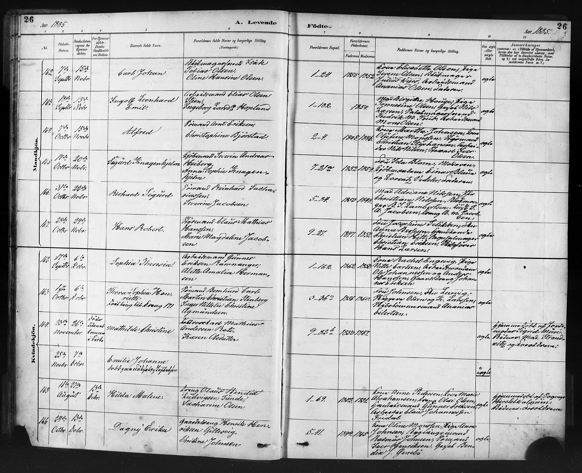 Nykirken Sokneprestembete, SAB/A-77101/H/Haa: Parish register (official) no. B 5, 1885-1894, p. 26