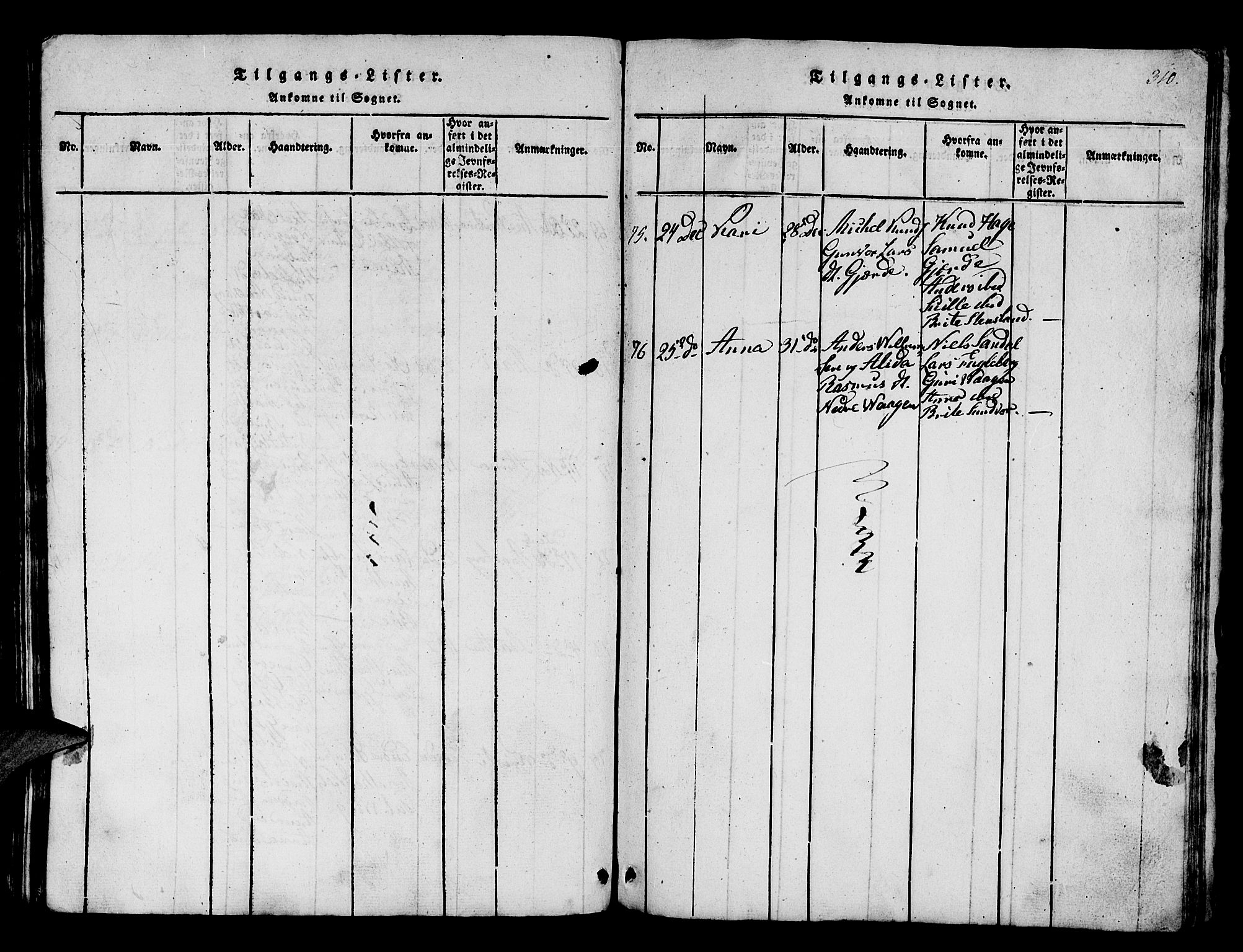 Os sokneprestembete, SAB/A-99929: Parish register (official) no. A 12, 1816-1825, p. 310