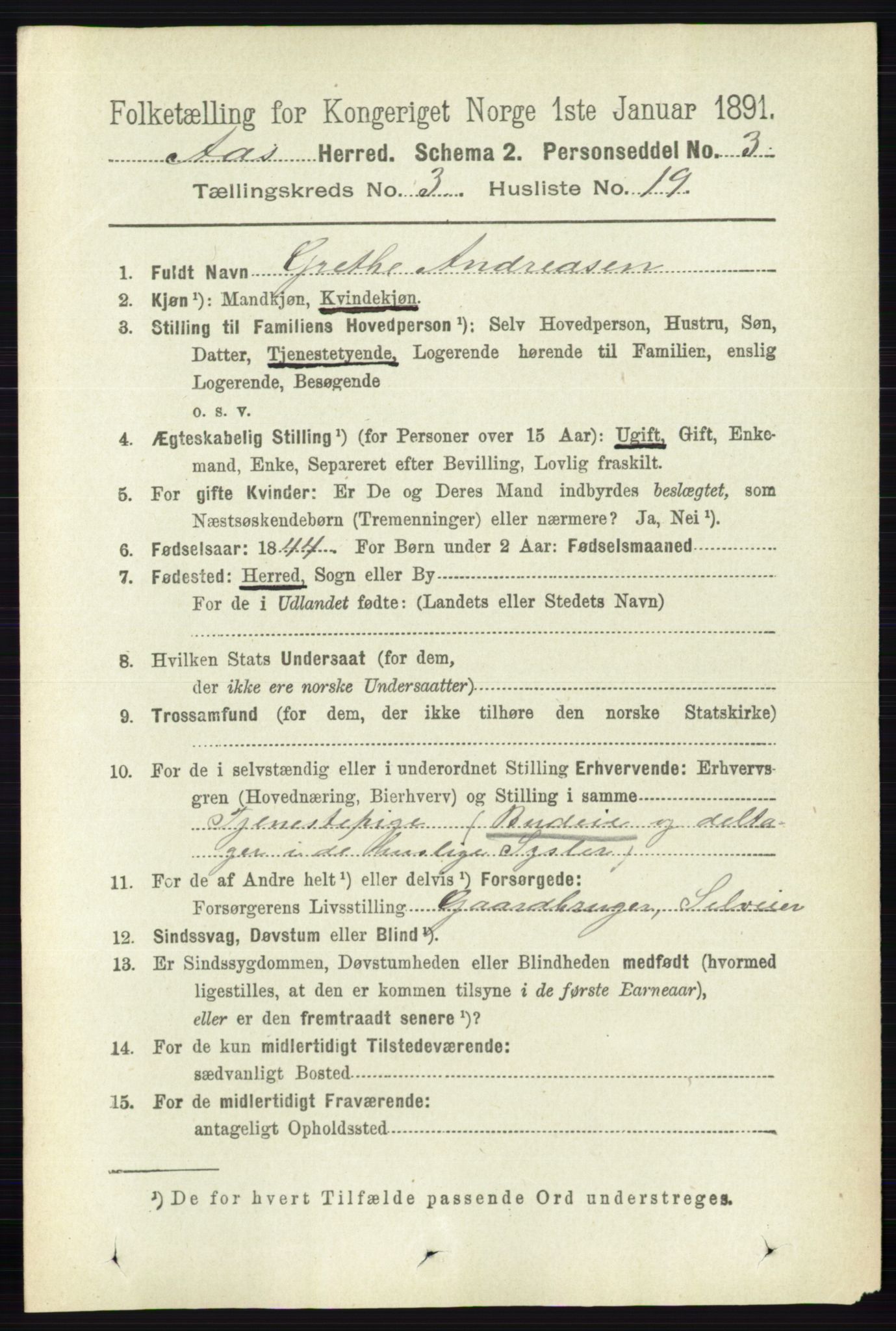 RA, 1891 census for 0214 Ås, 1891, p. 2253