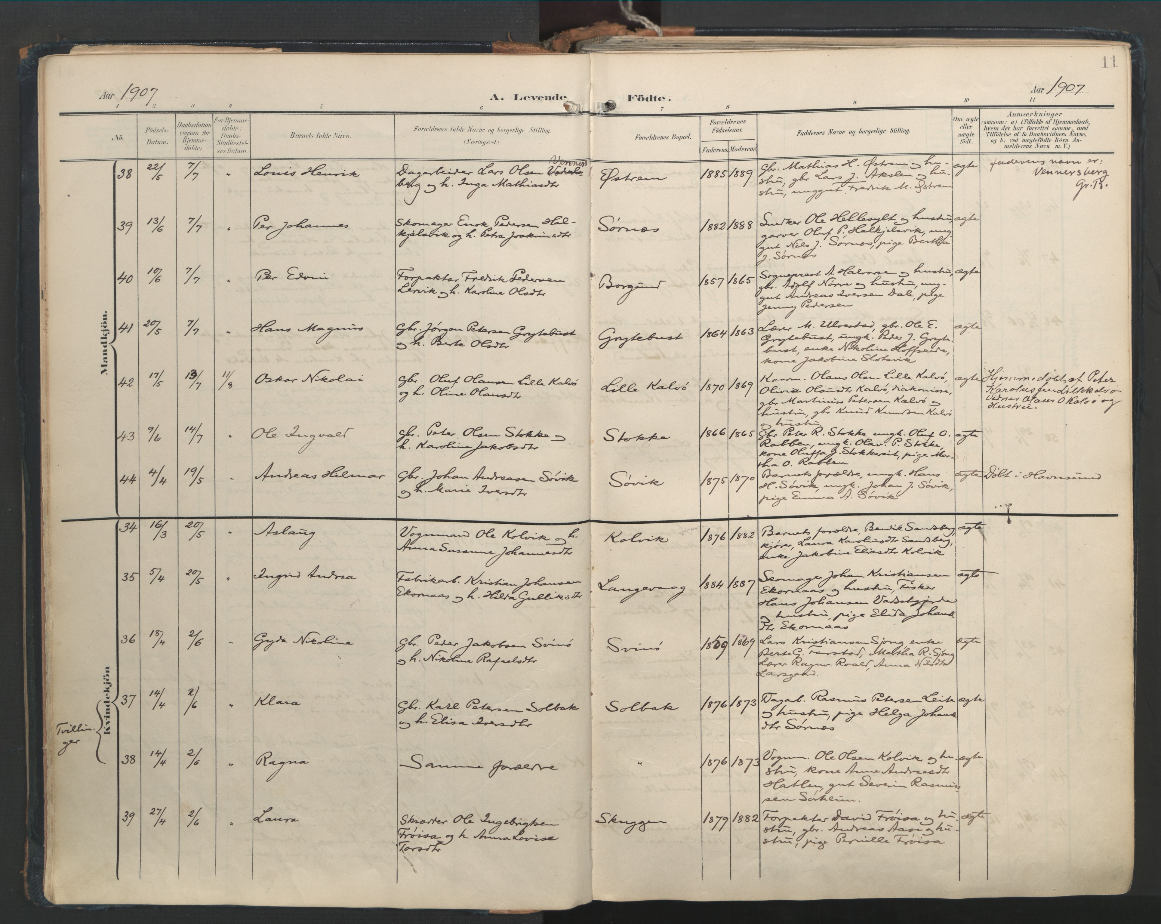 Ministerialprotokoller, klokkerbøker og fødselsregistre - Møre og Romsdal, AV/SAT-A-1454/528/L0411: Parish register (official) no. 528A20, 1907-1920, p. 11