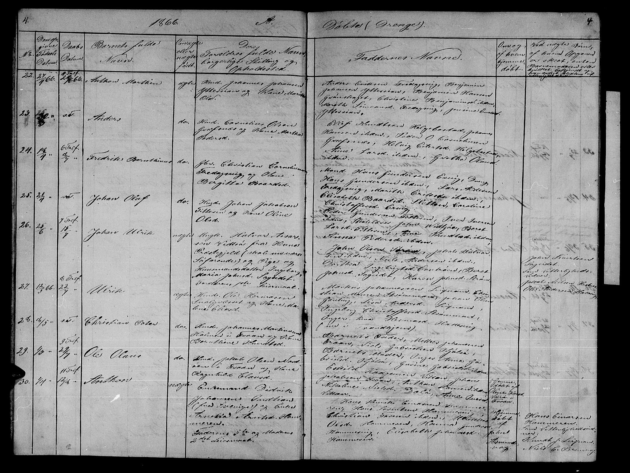 Ministerialprotokoller, klokkerbøker og fødselsregistre - Sør-Trøndelag, AV/SAT-A-1456/634/L0539: Parish register (copy) no. 634C01, 1866-1873, p. 4