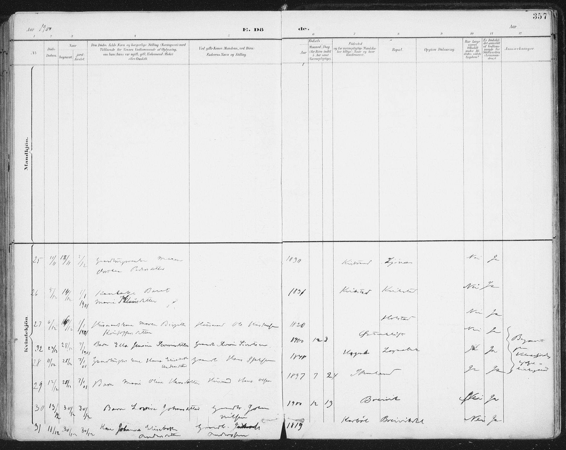 Ministerialprotokoller, klokkerbøker og fødselsregistre - Nordland, AV/SAT-A-1459/852/L0741: Parish register (official) no. 852A11, 1894-1917, p. 357