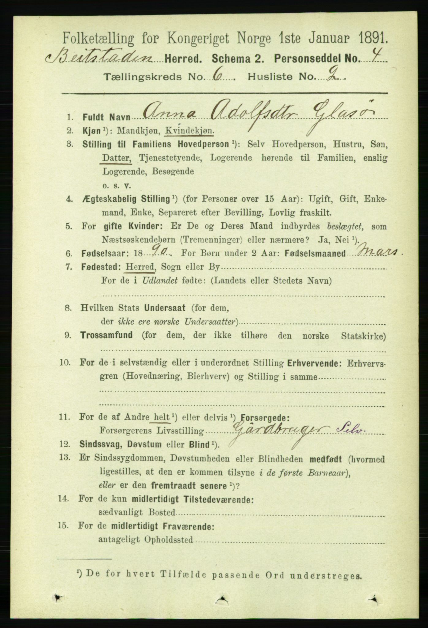 RA, 1891 census for 1727 Beitstad, 1891, p. 1540