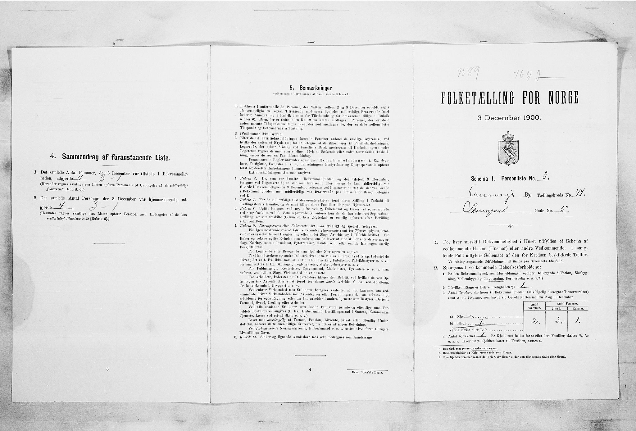 RA, 1900 census for Larvik, 1900, p. 6736